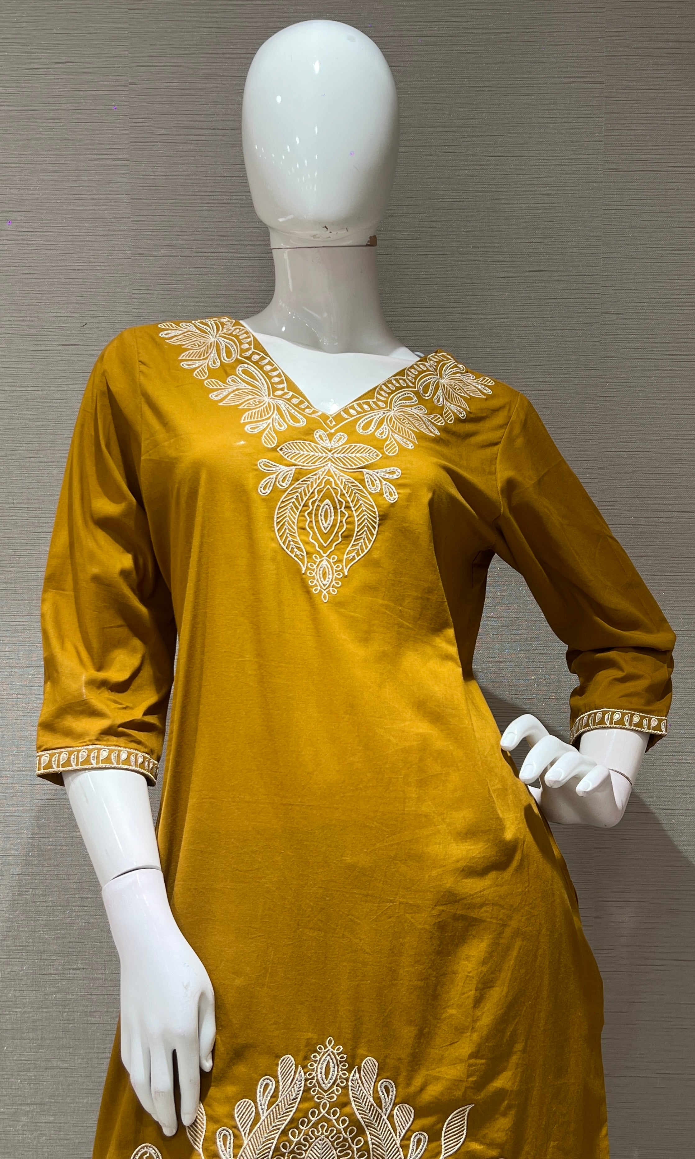 Mustard yellow EMBROIDERED kurta set