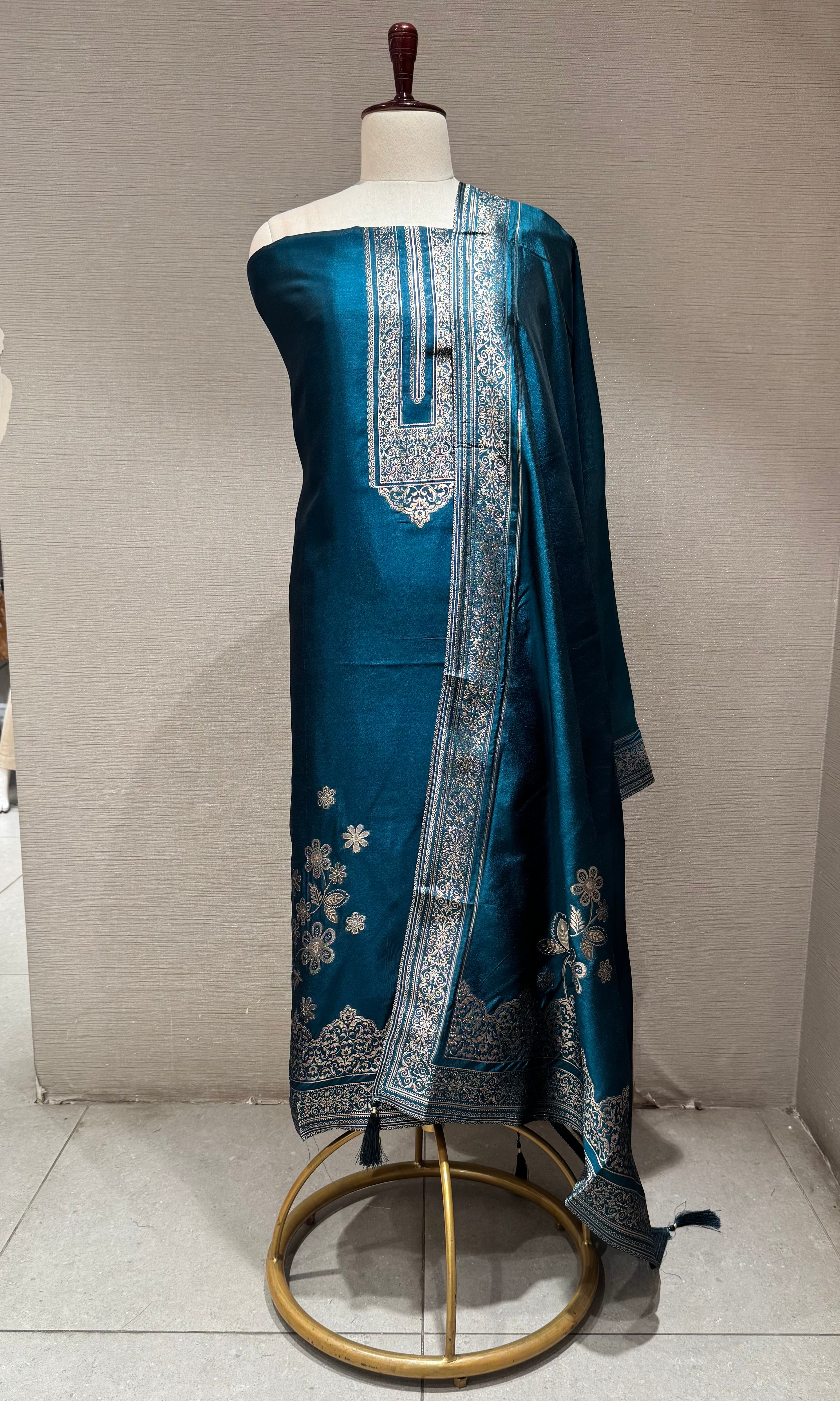 Blue Embroidered Salwar Dress material