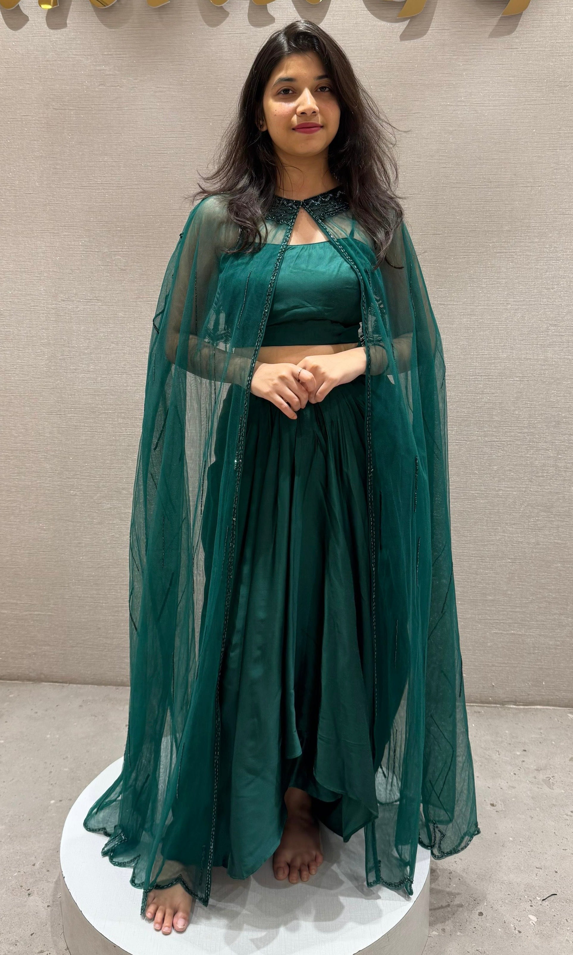 EMERELD GREEN 3 PIECE INDO WESTERN DRESS