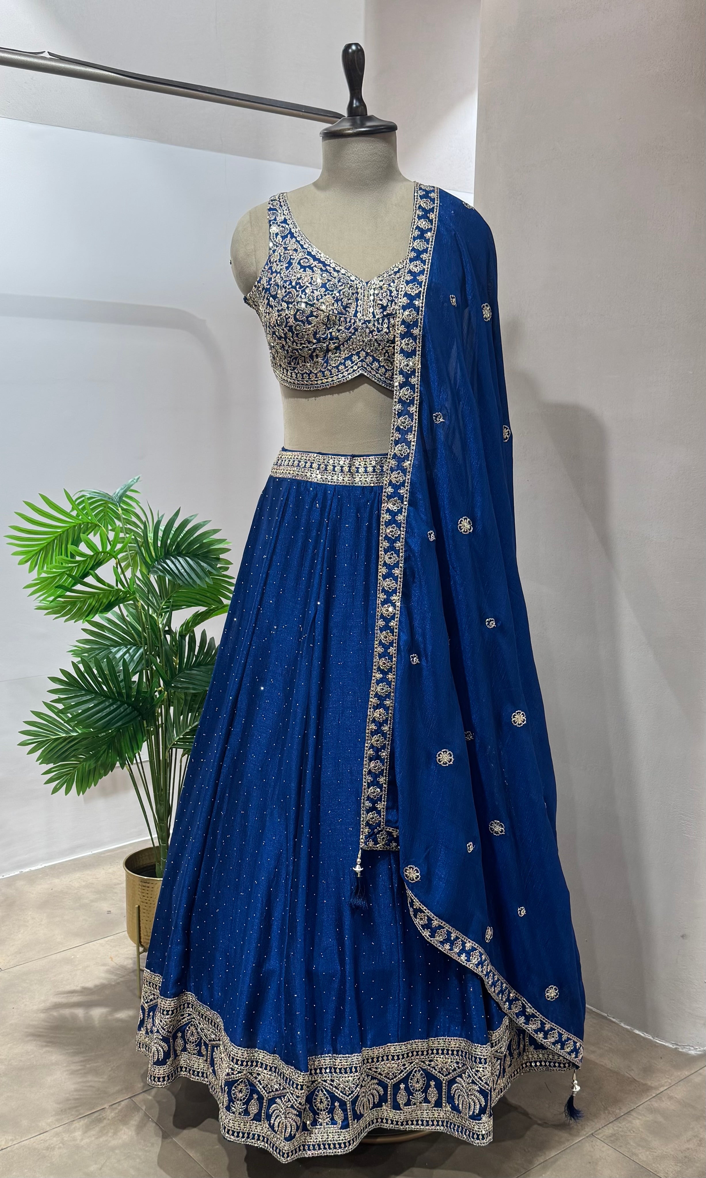 Blue EMBELLISHED lehenga WITH EMBROIDERY BLOUSE