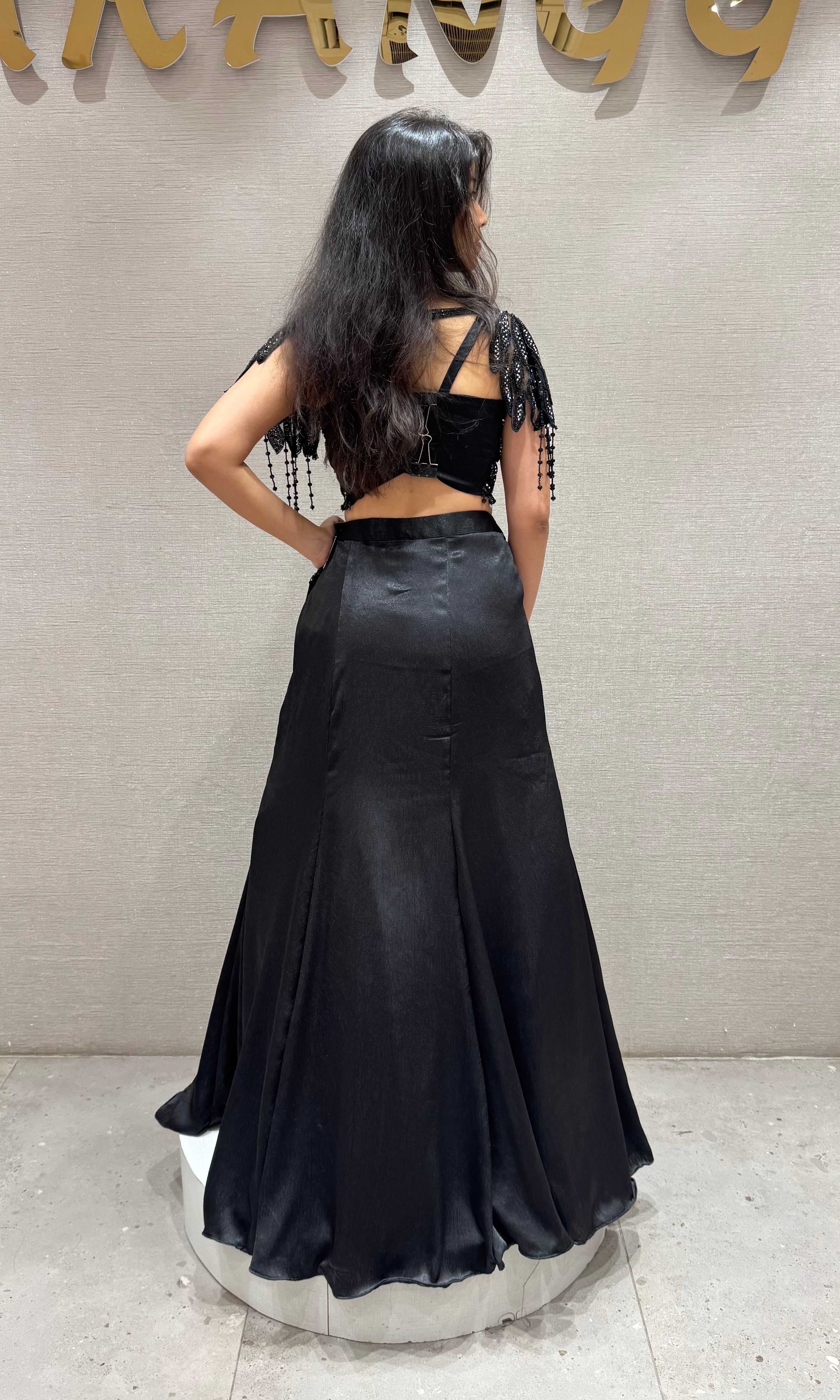 Black Lehenga WITH EMBROIDERED BLOUSE