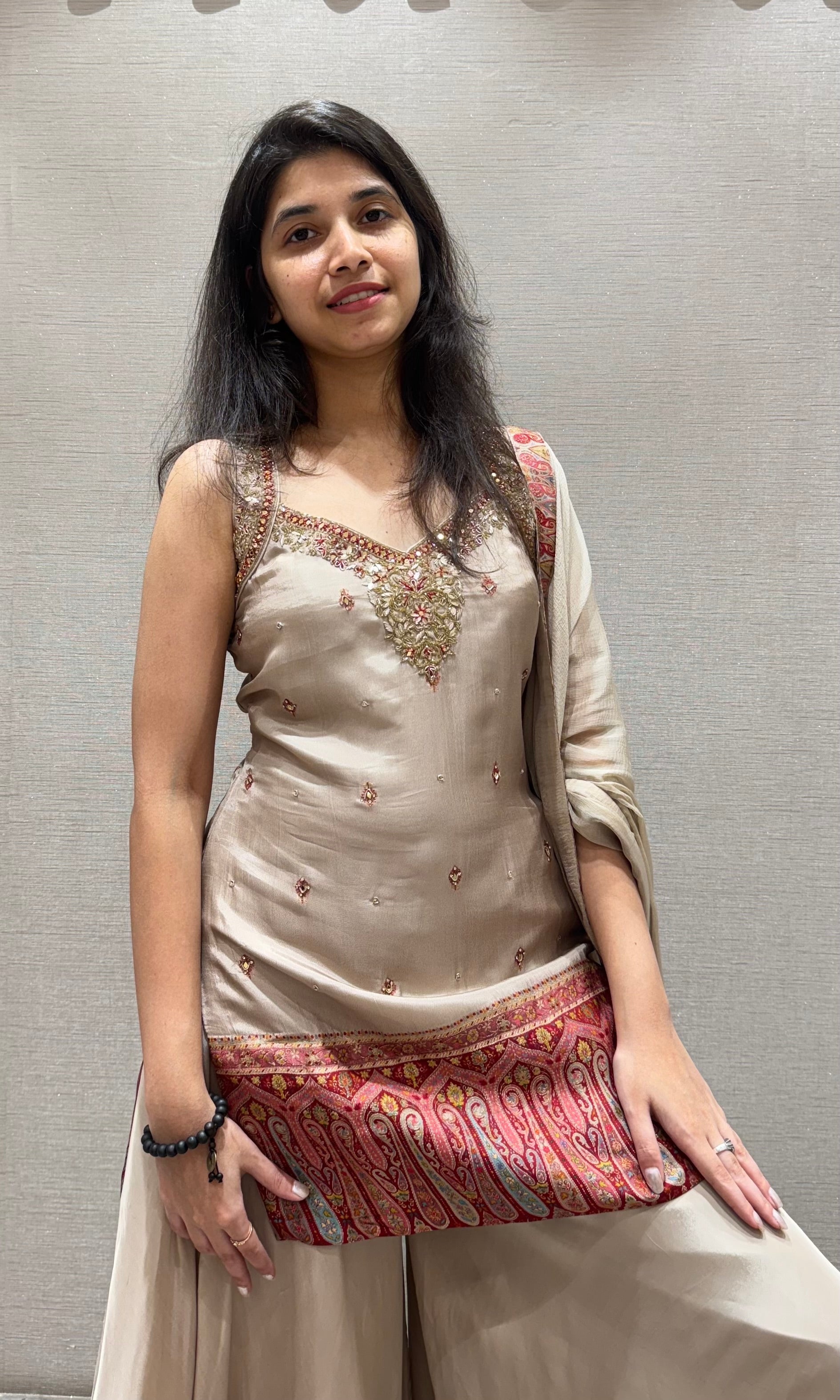 Cream EMBROIDERED SHARARA SET