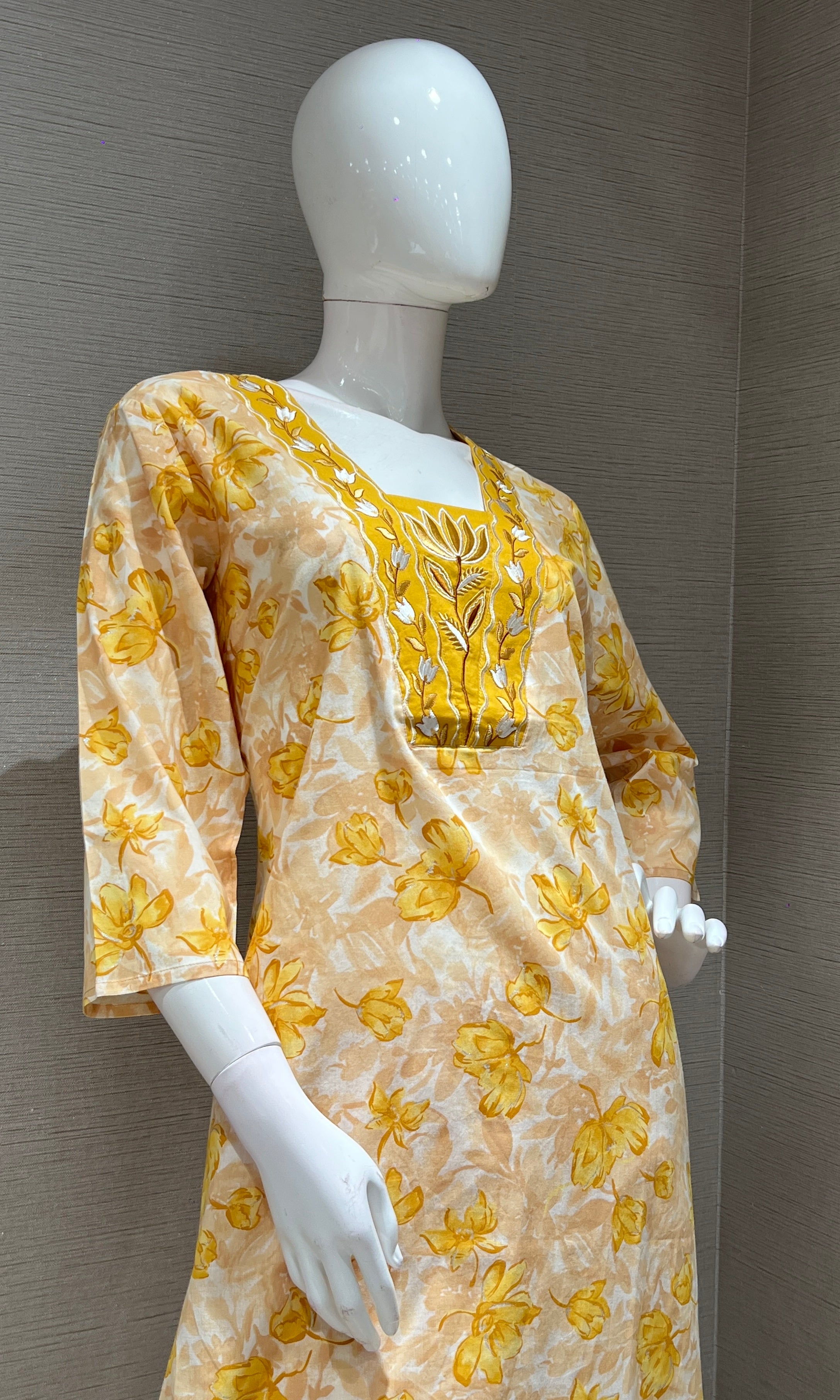 Yellow FLORAL PRINT kurta set