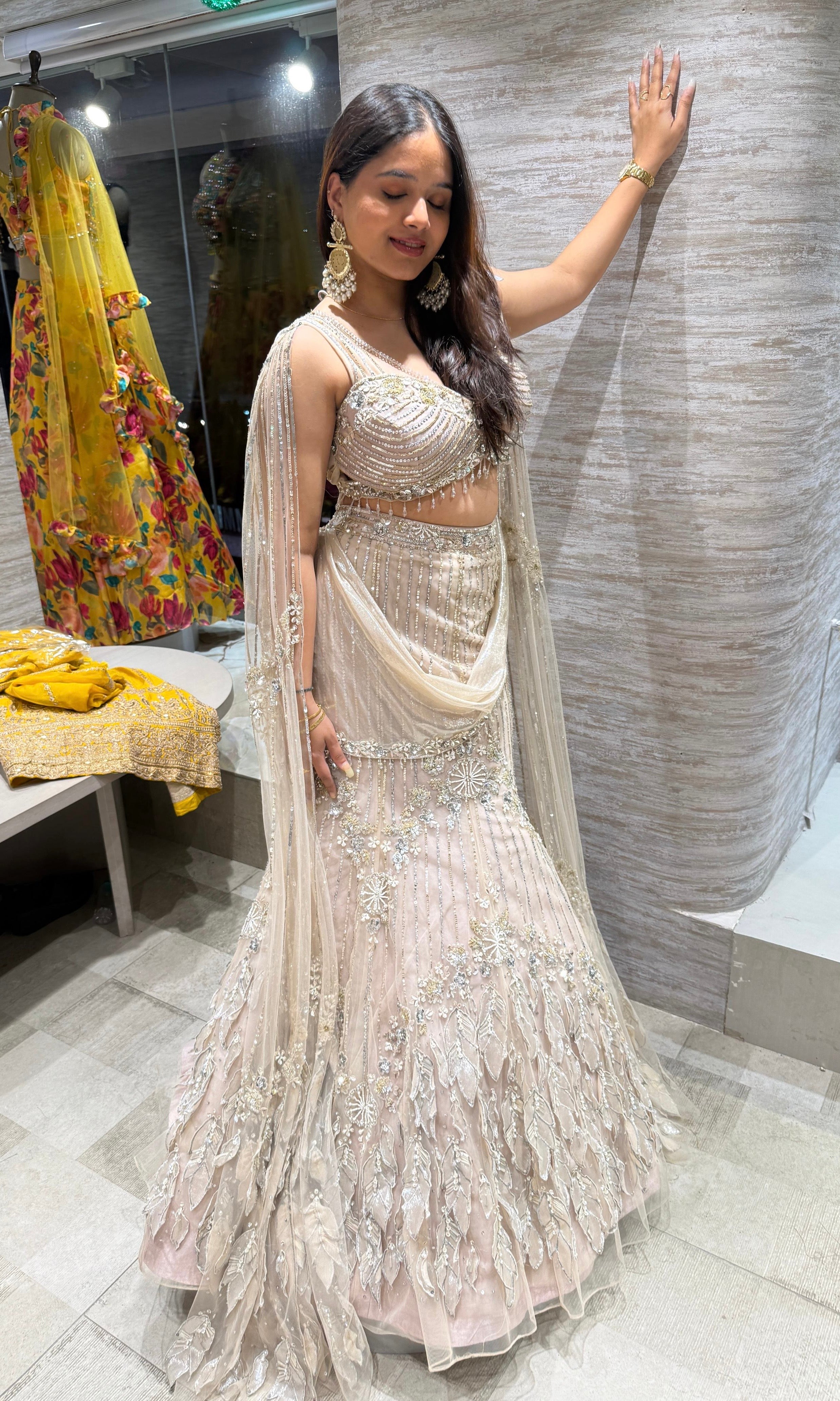 fawn Crystal Elegance Lehenga