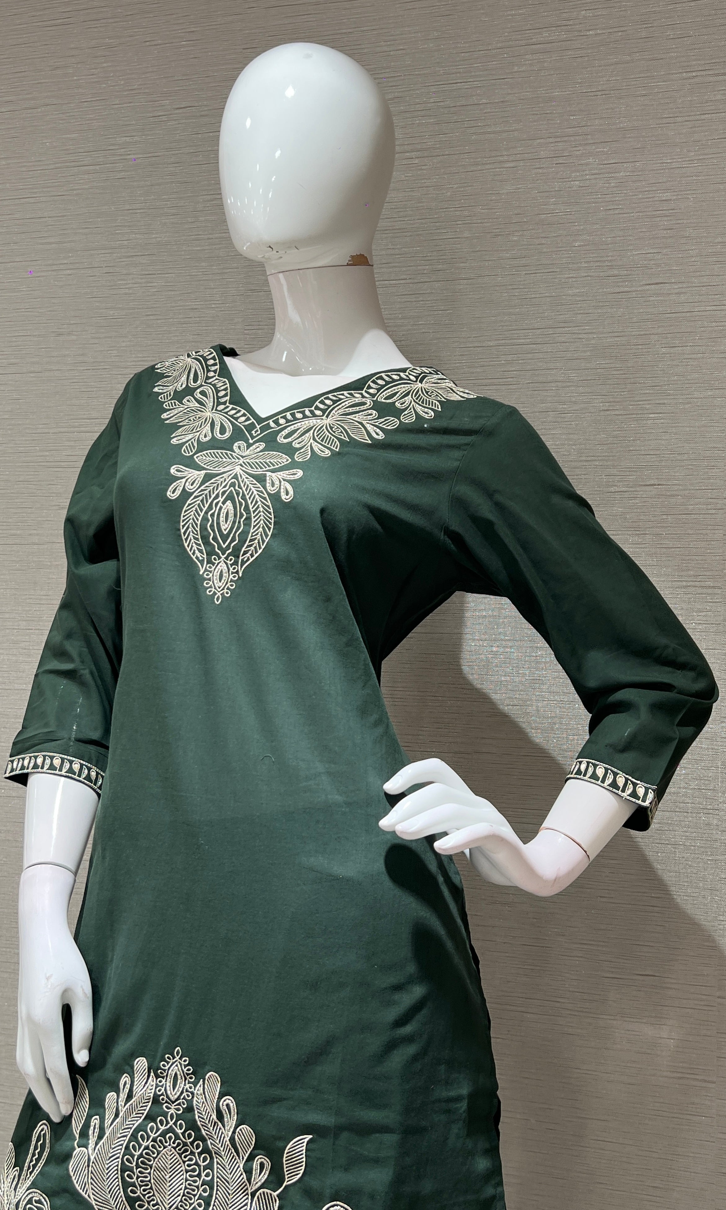 Green EMBROIDERED kurta set