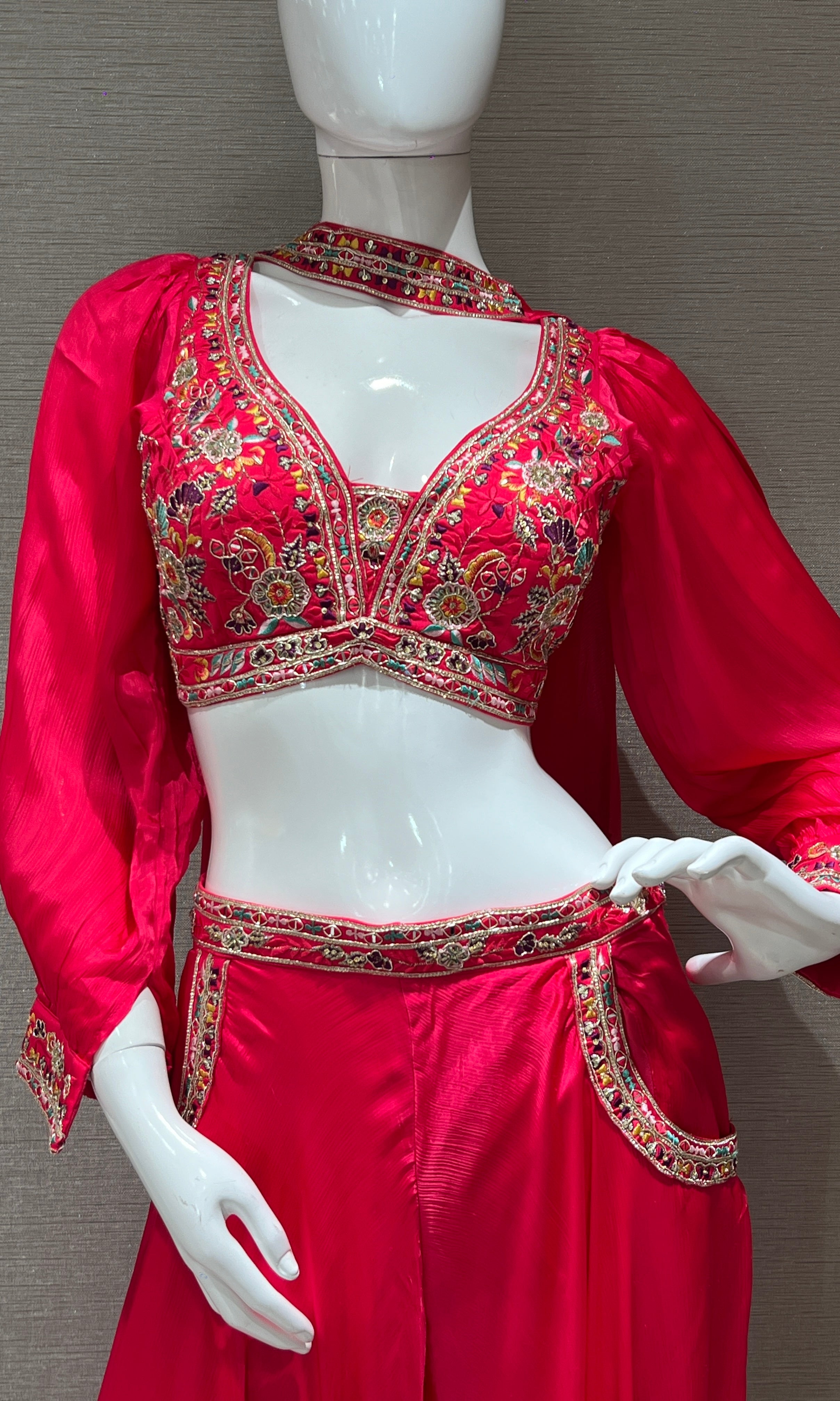 Pink palazzo with crop top