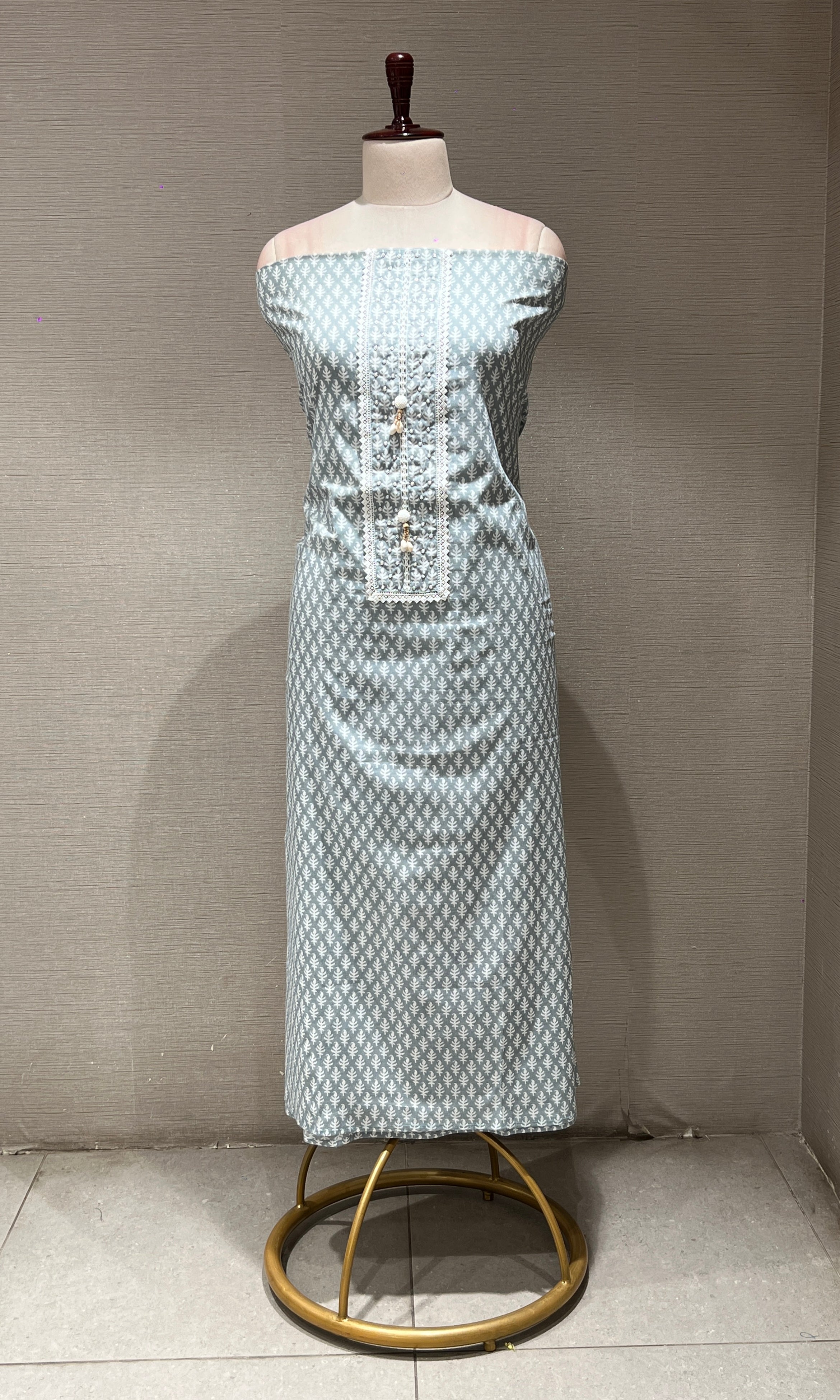 Sea green dress material