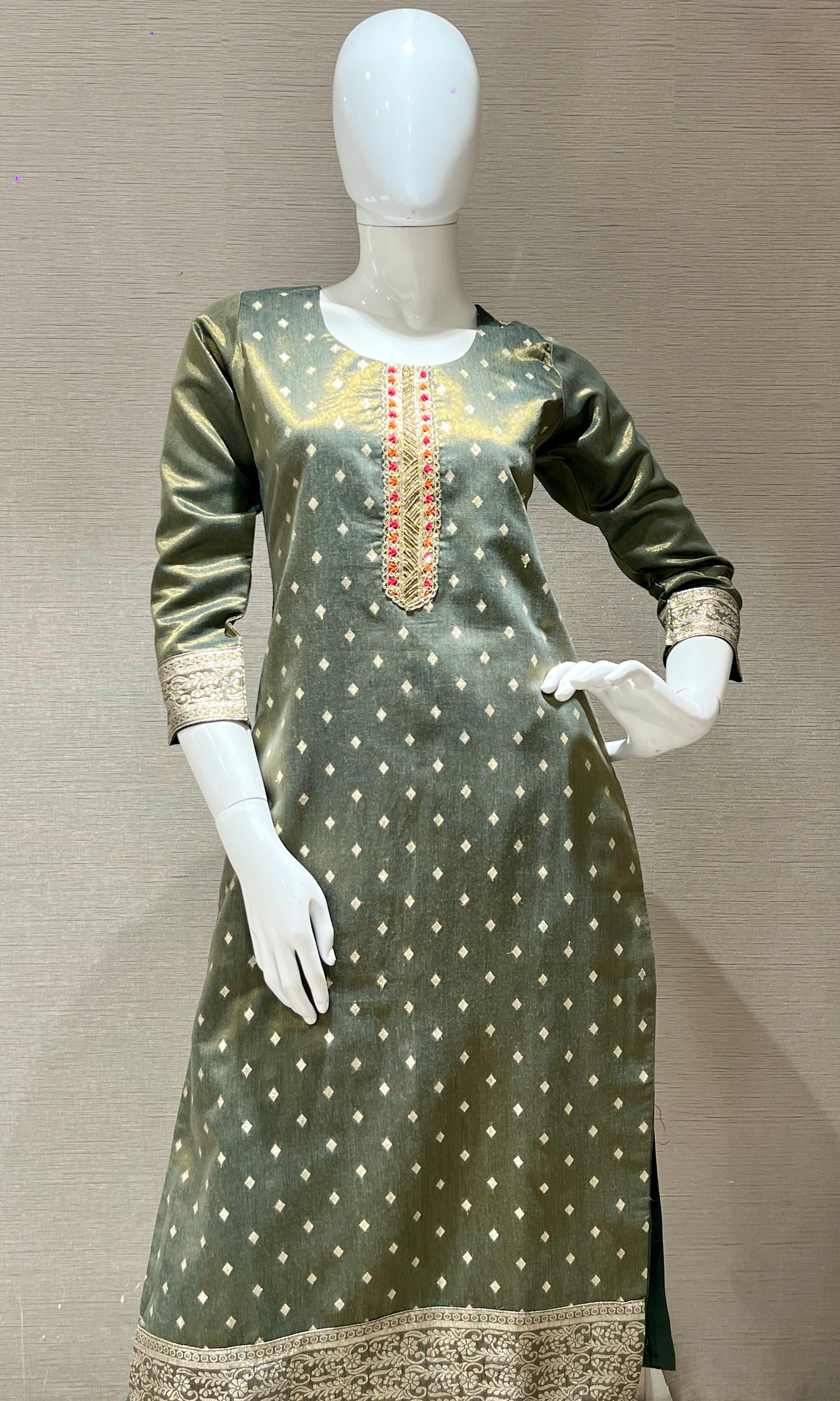 Mehwar Olive Gold Ensemble