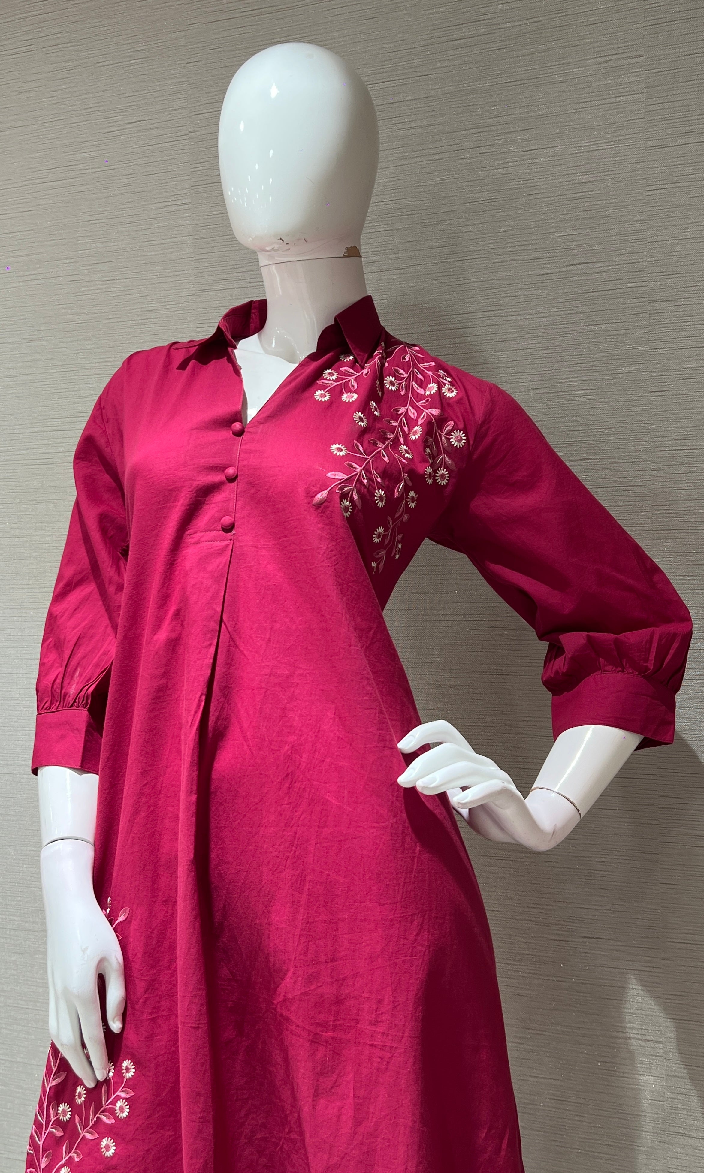 Pink FLORAL RUFFLE KURTI TOP