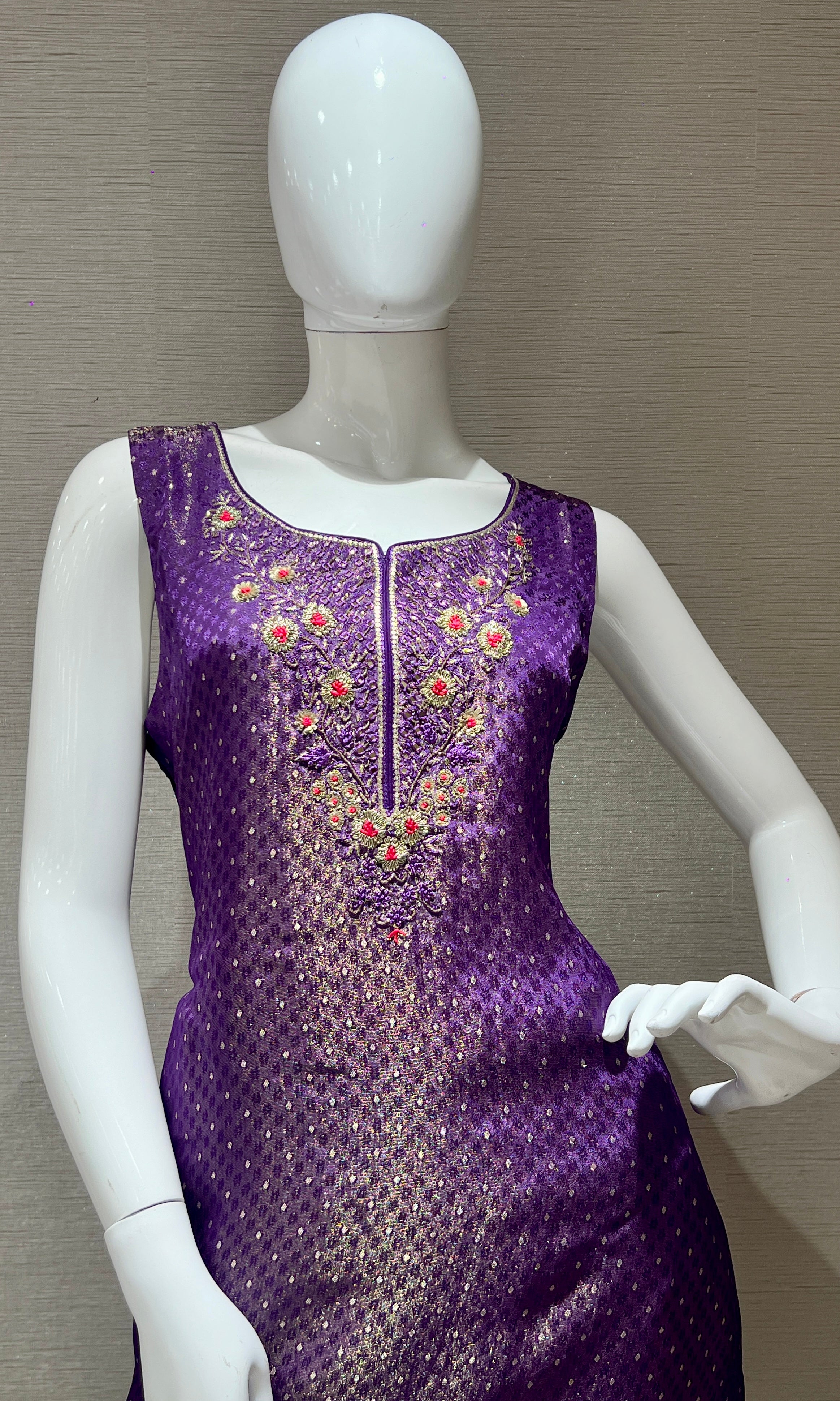 Purple Embroidered Banarasi Kurta Set