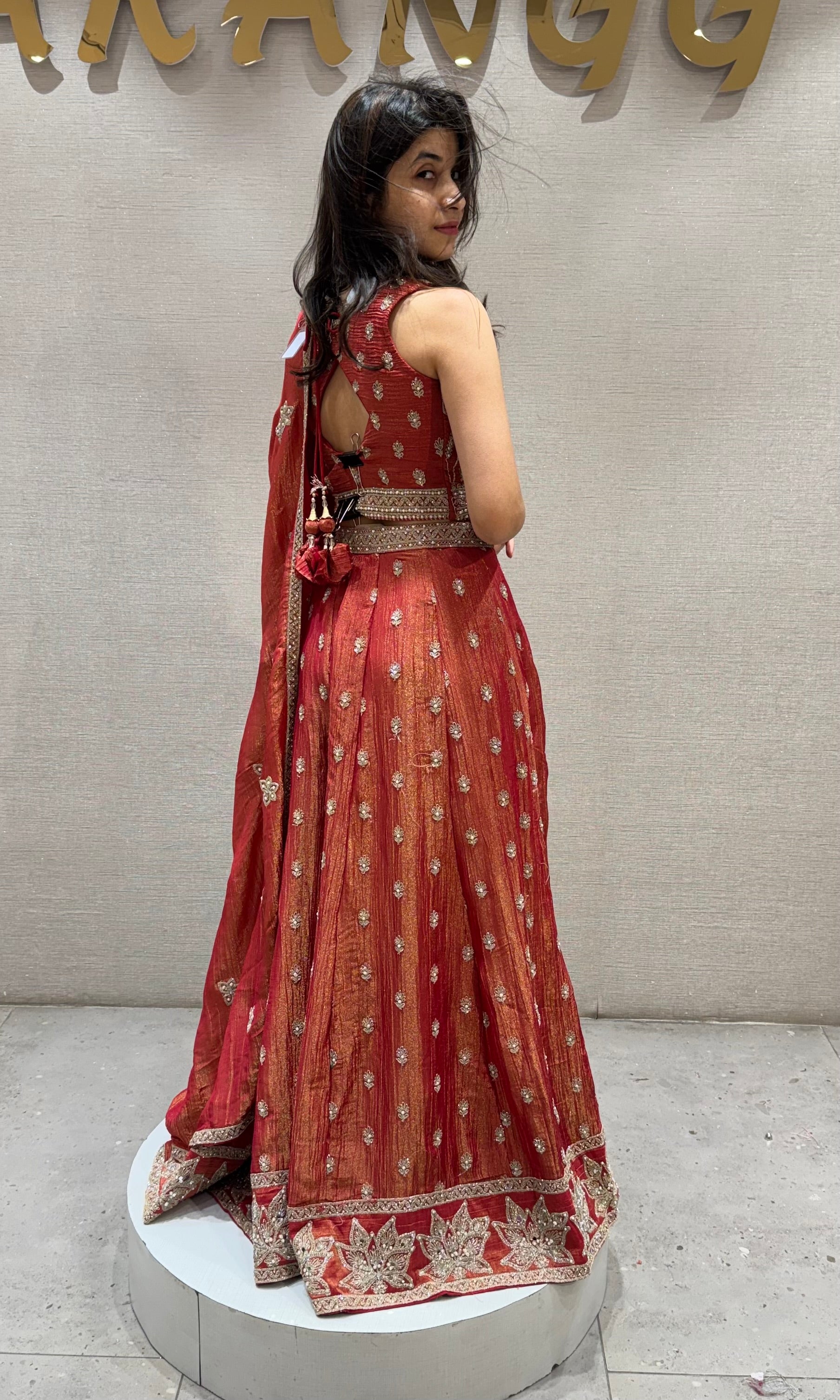 Rust Zari Embroidered Palazzo set