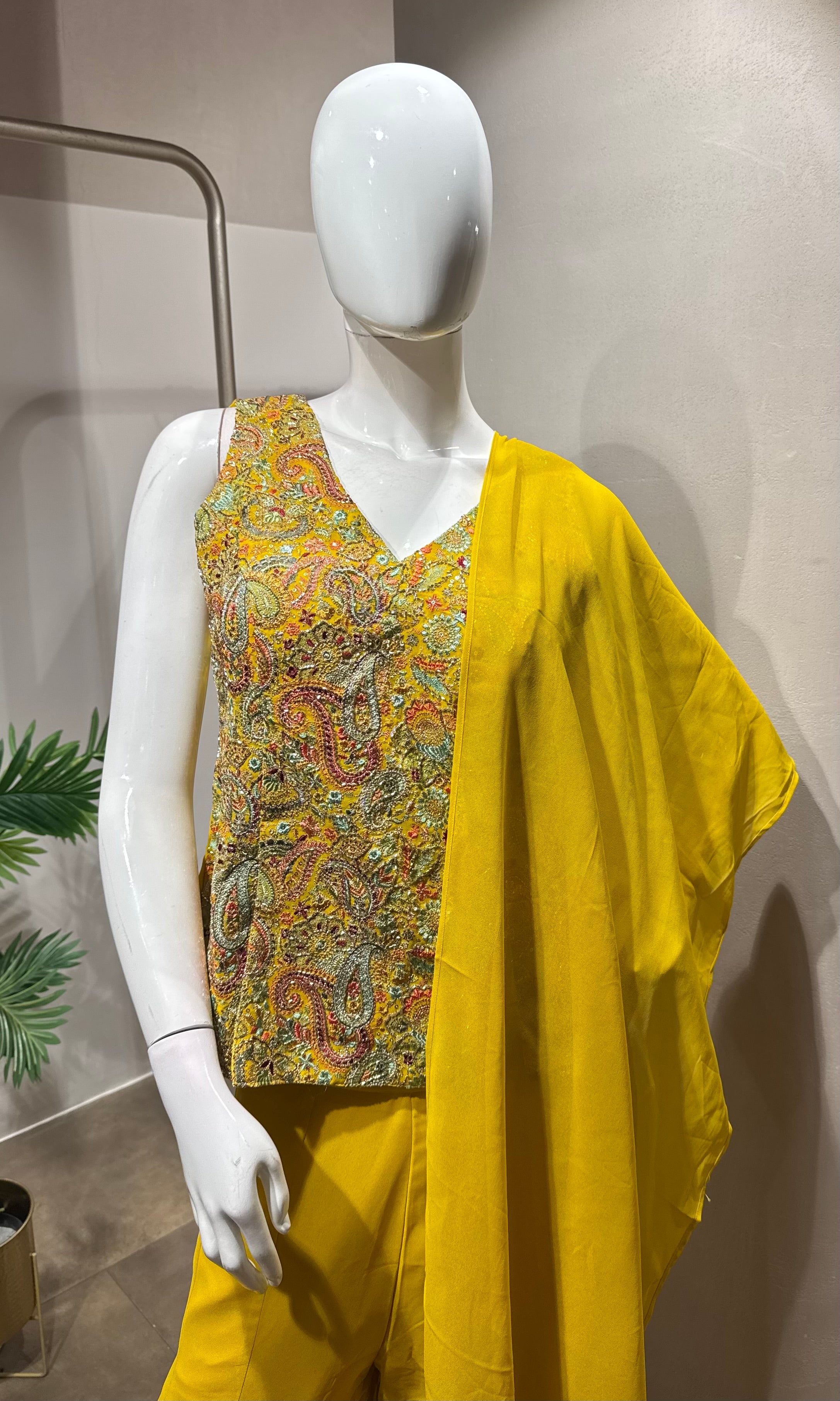 Yellow Georgette palazzo Set