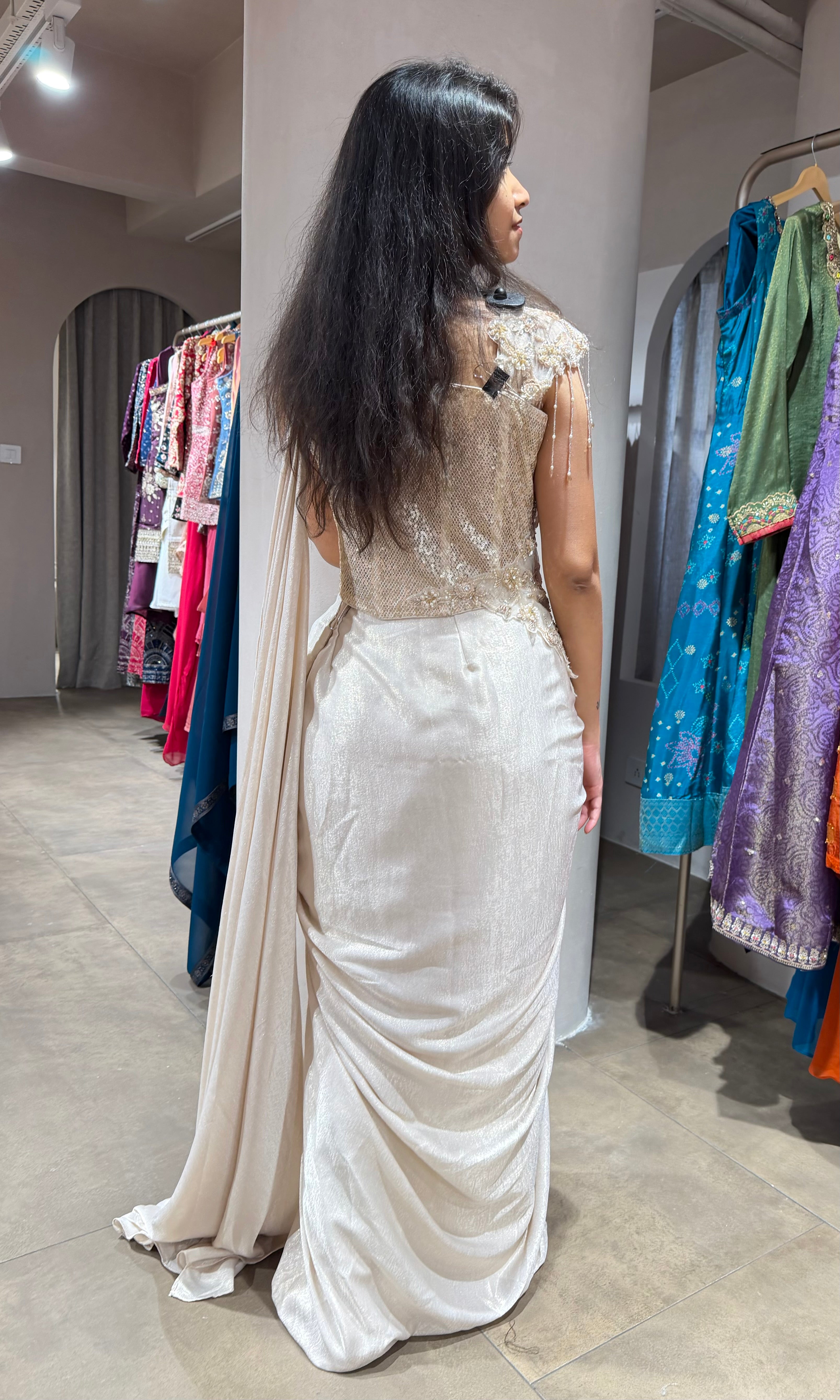 Fawn DRAPE SAREE WITH CORSET BLOUSE