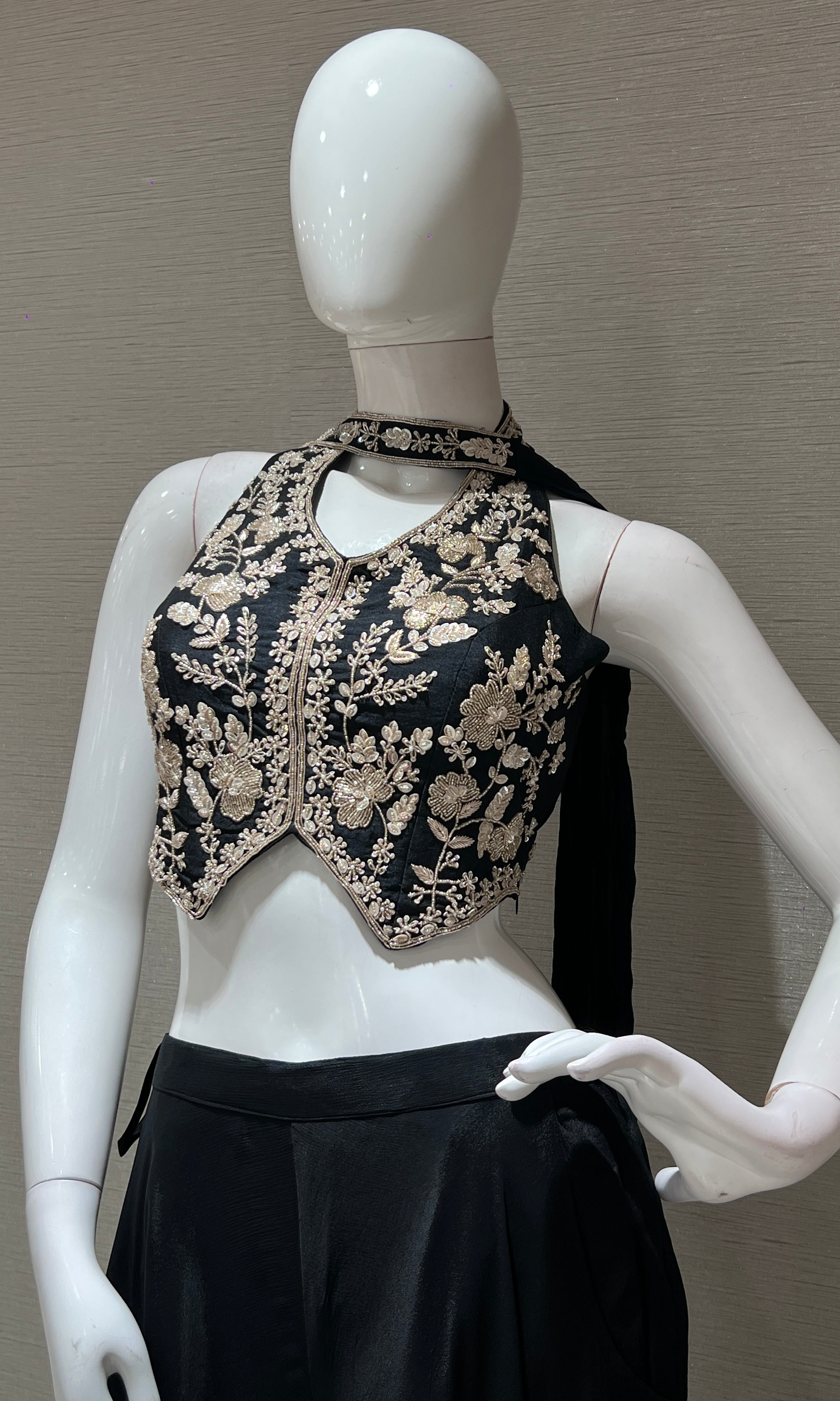 Black and Gold Halter Neck Palazzo set