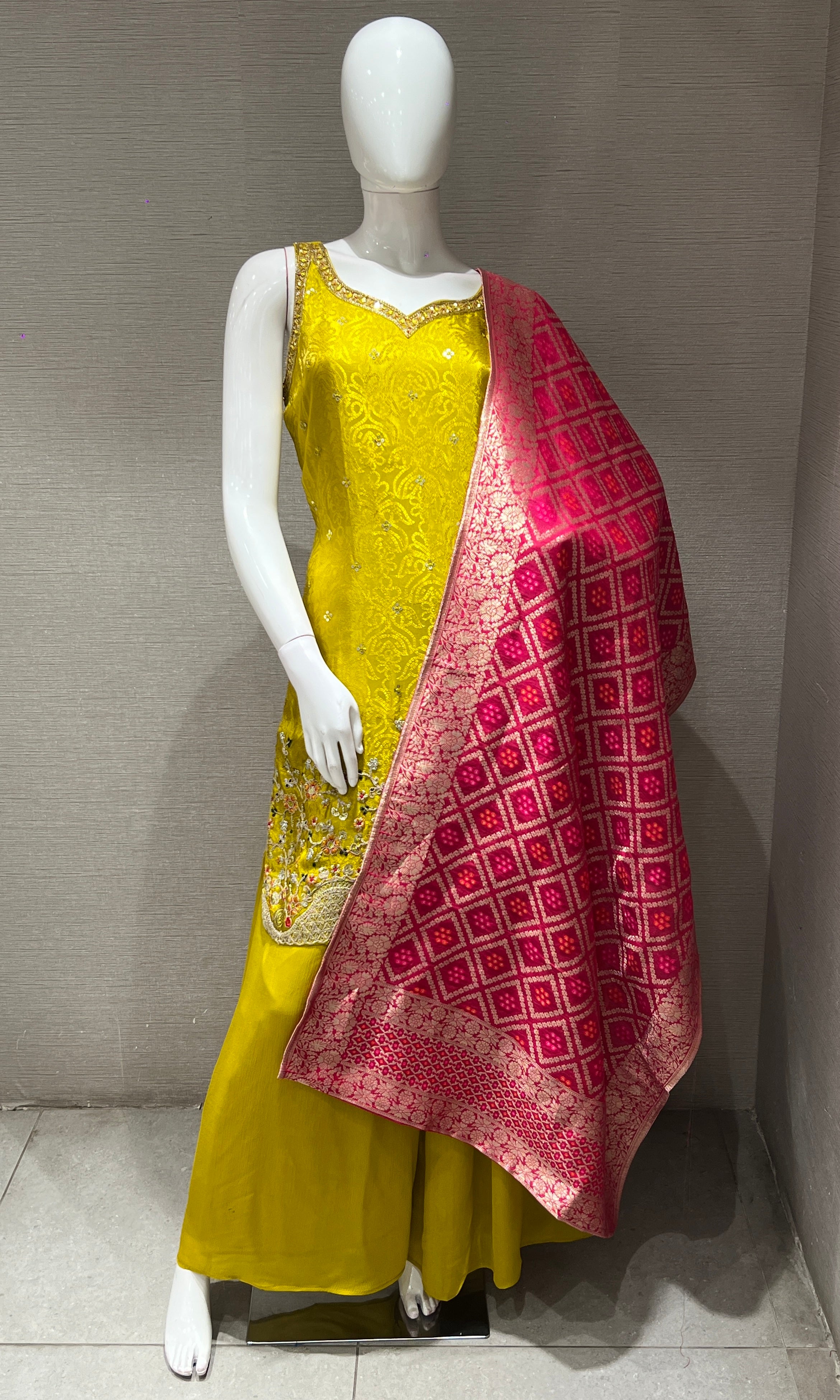 Mehandi green EMBROIDERED SHARARA SET