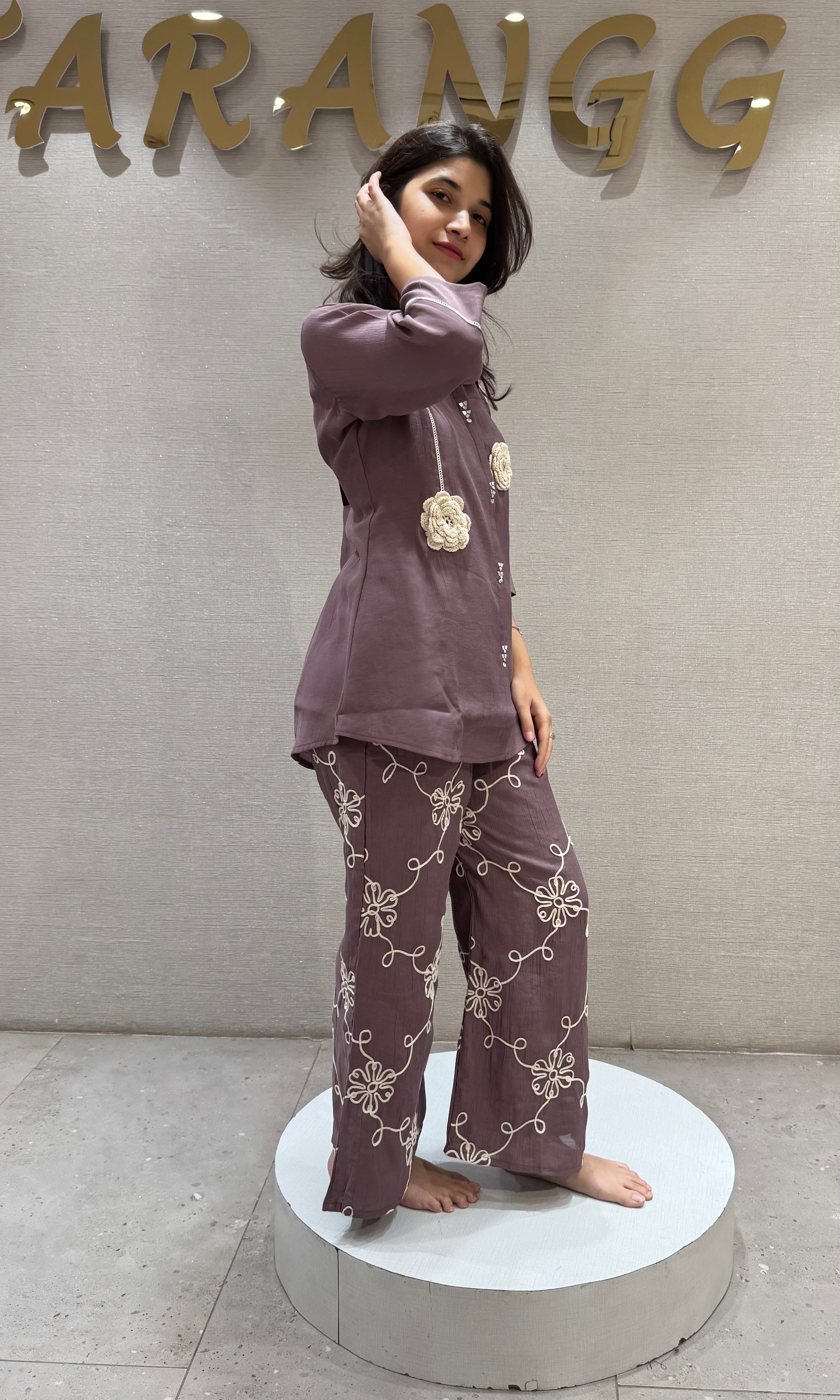 Mauve Blossom Shirt cord set