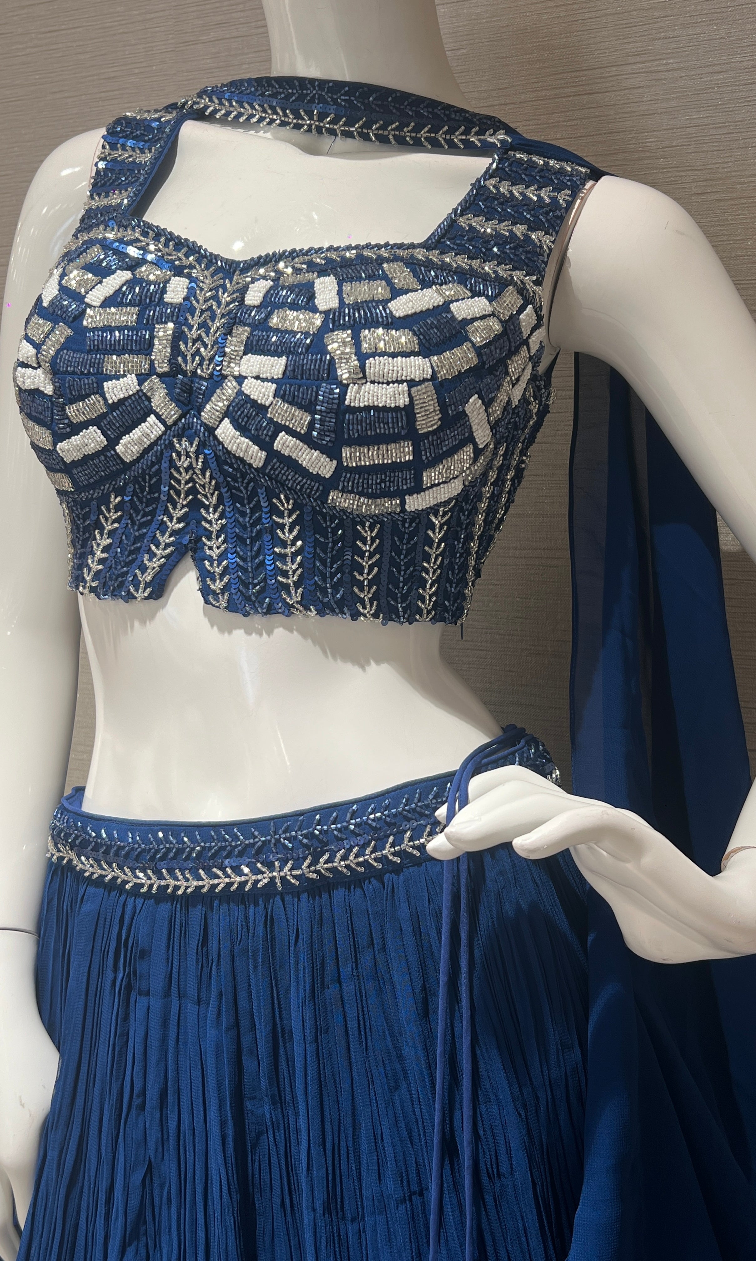 Blue crop top lehenga