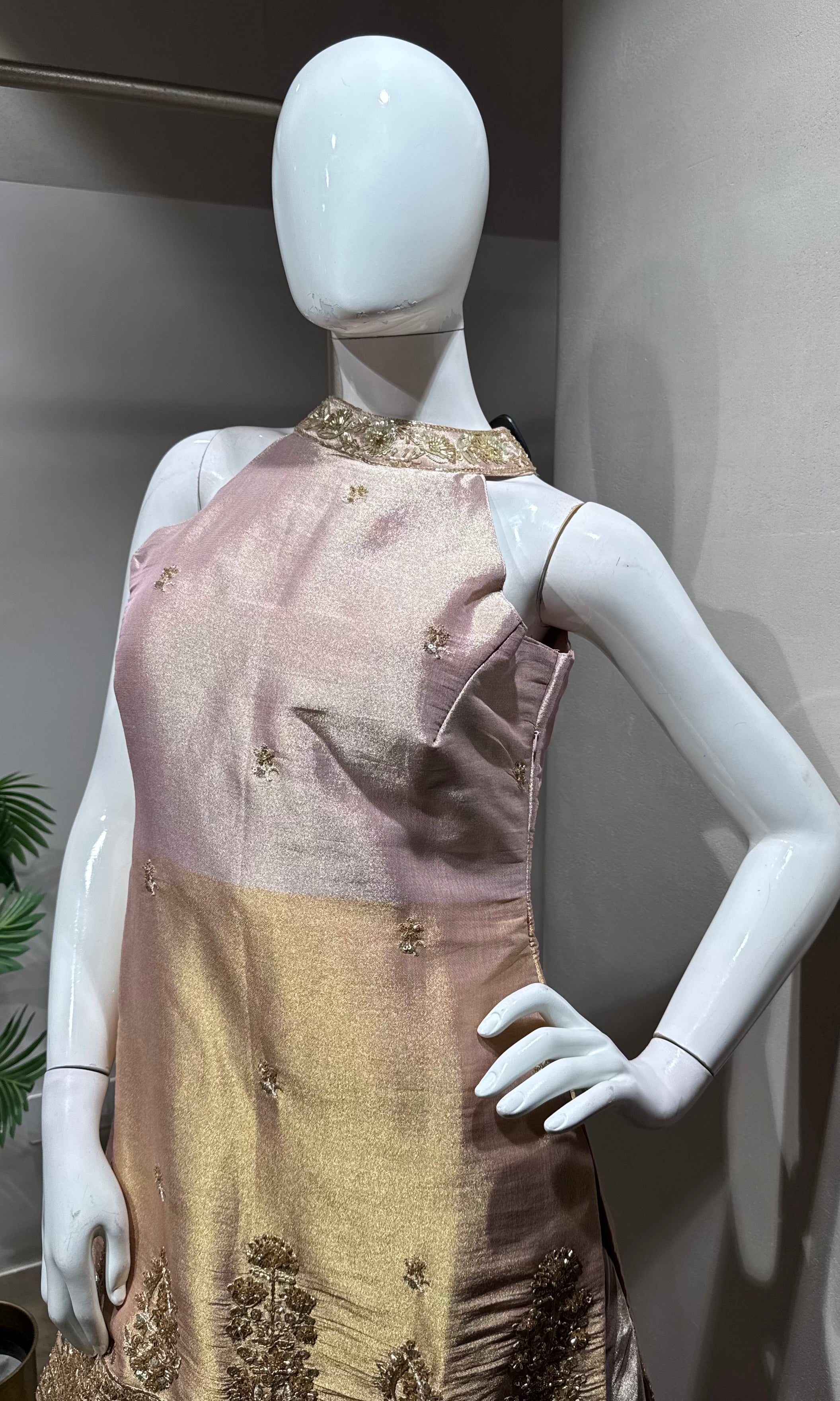 rose pink gold embellished sharara set