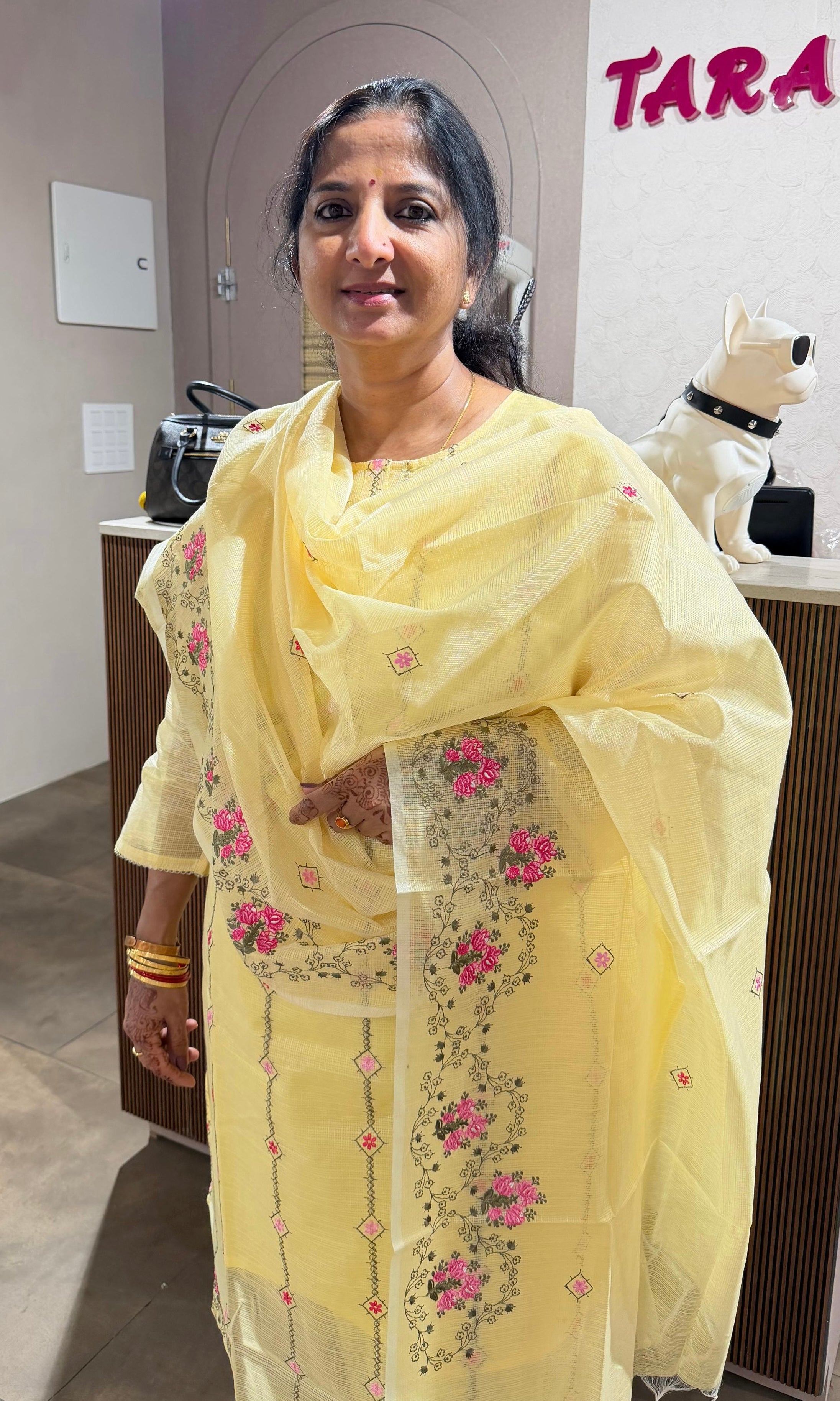 Yellow FLORAL MOTIF kurta set