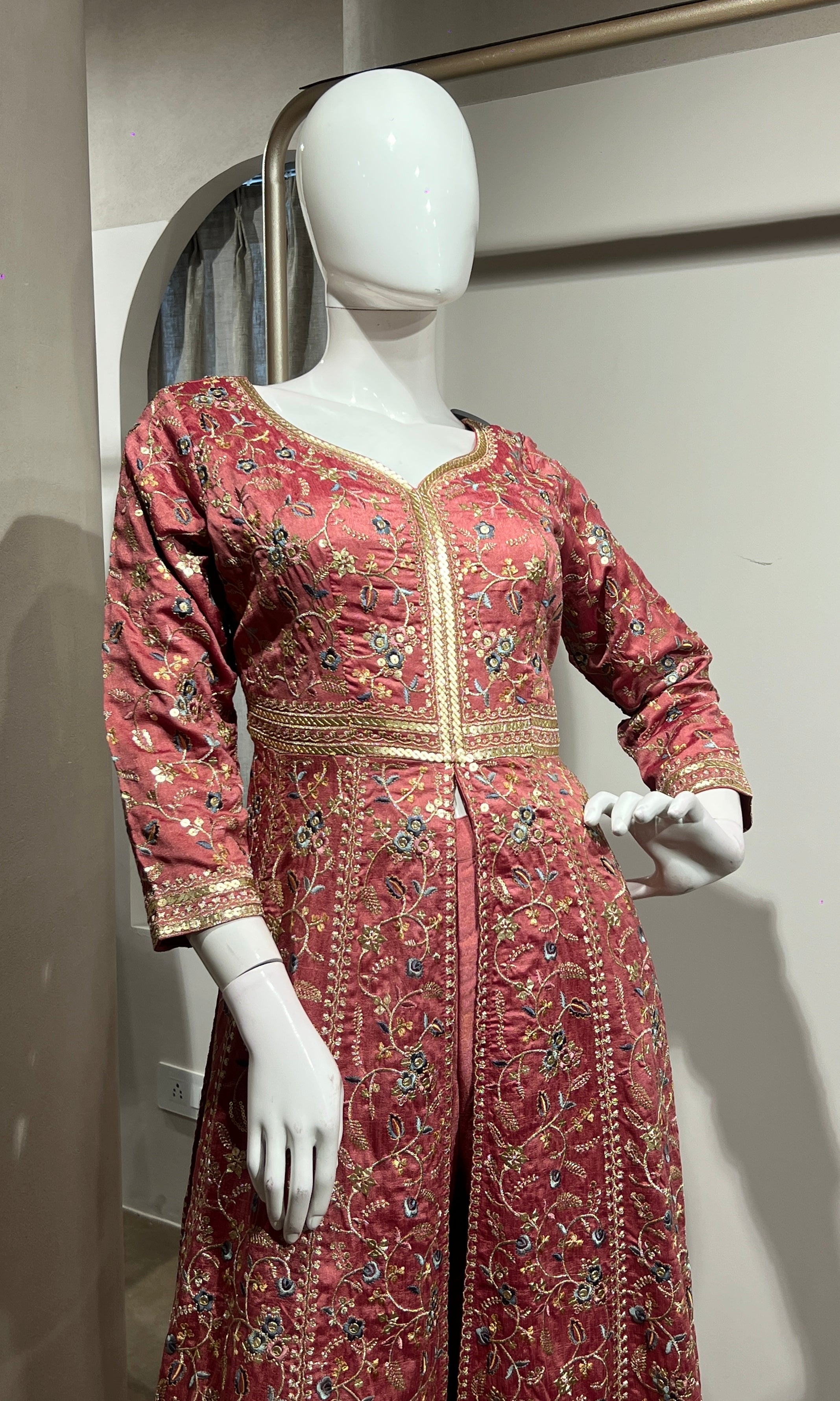 ROSE pink FRONT SLIT ANARKALI SET