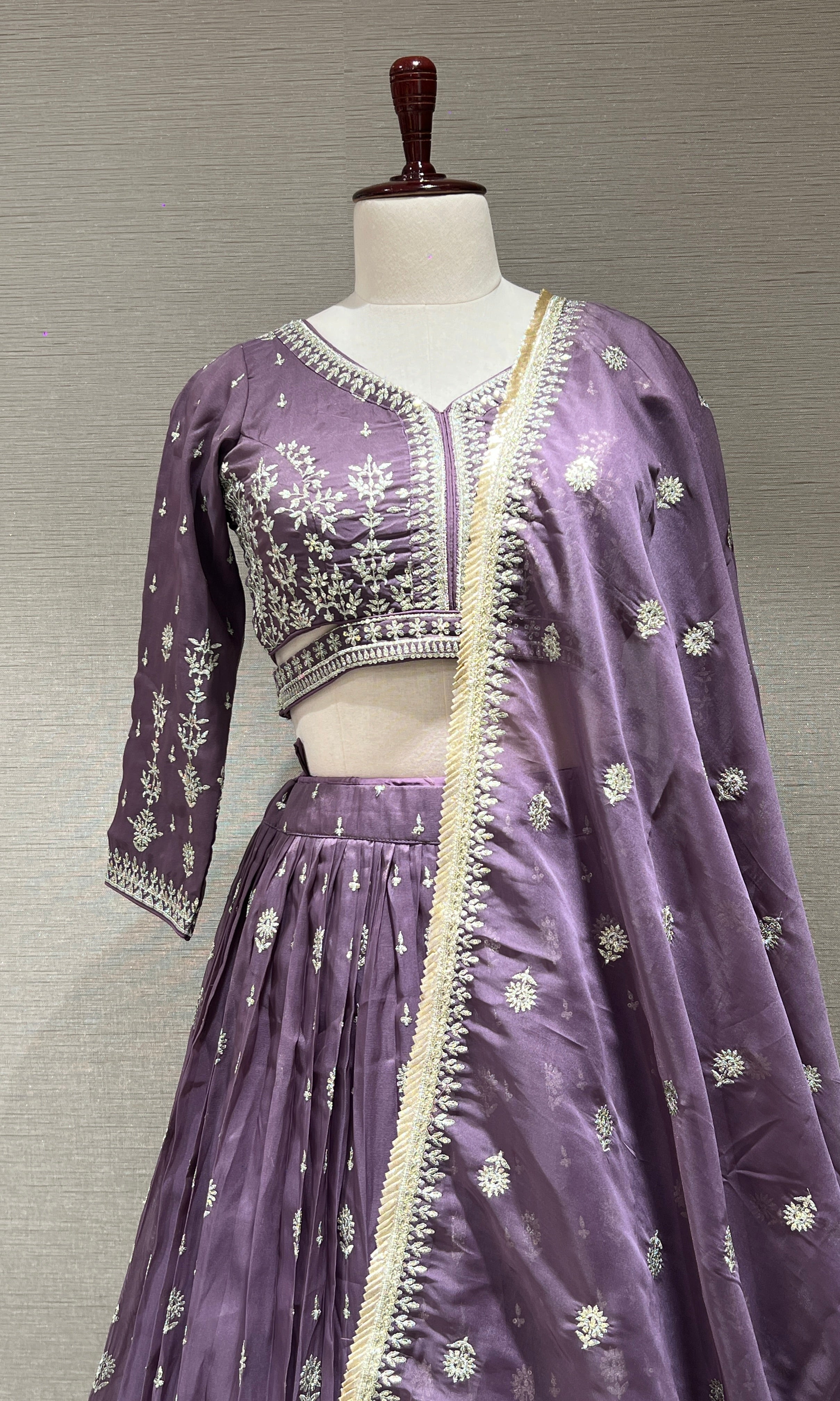 purple embroidered sequinned lehenga choli