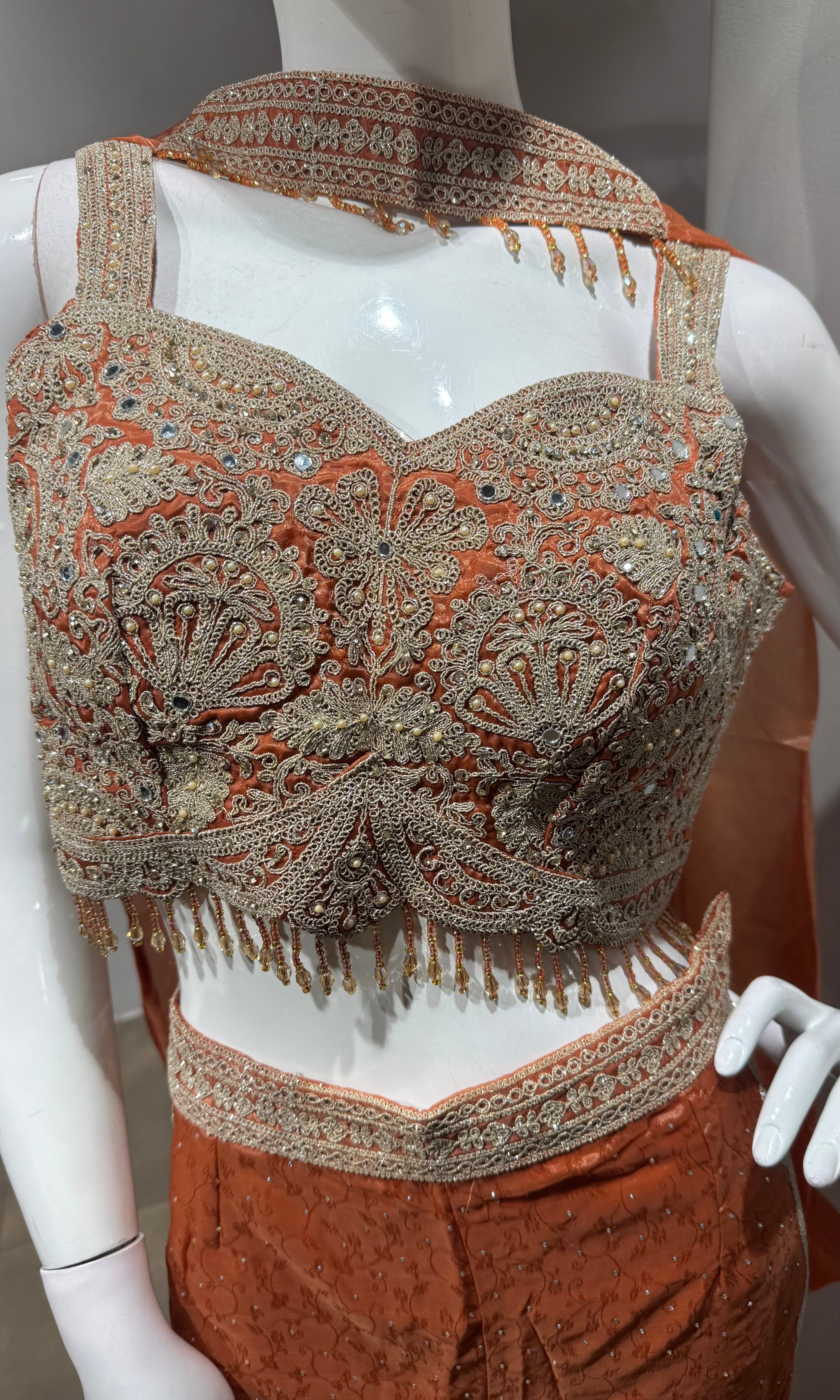 RUST Crepe Silk Crop Top Palazzo set