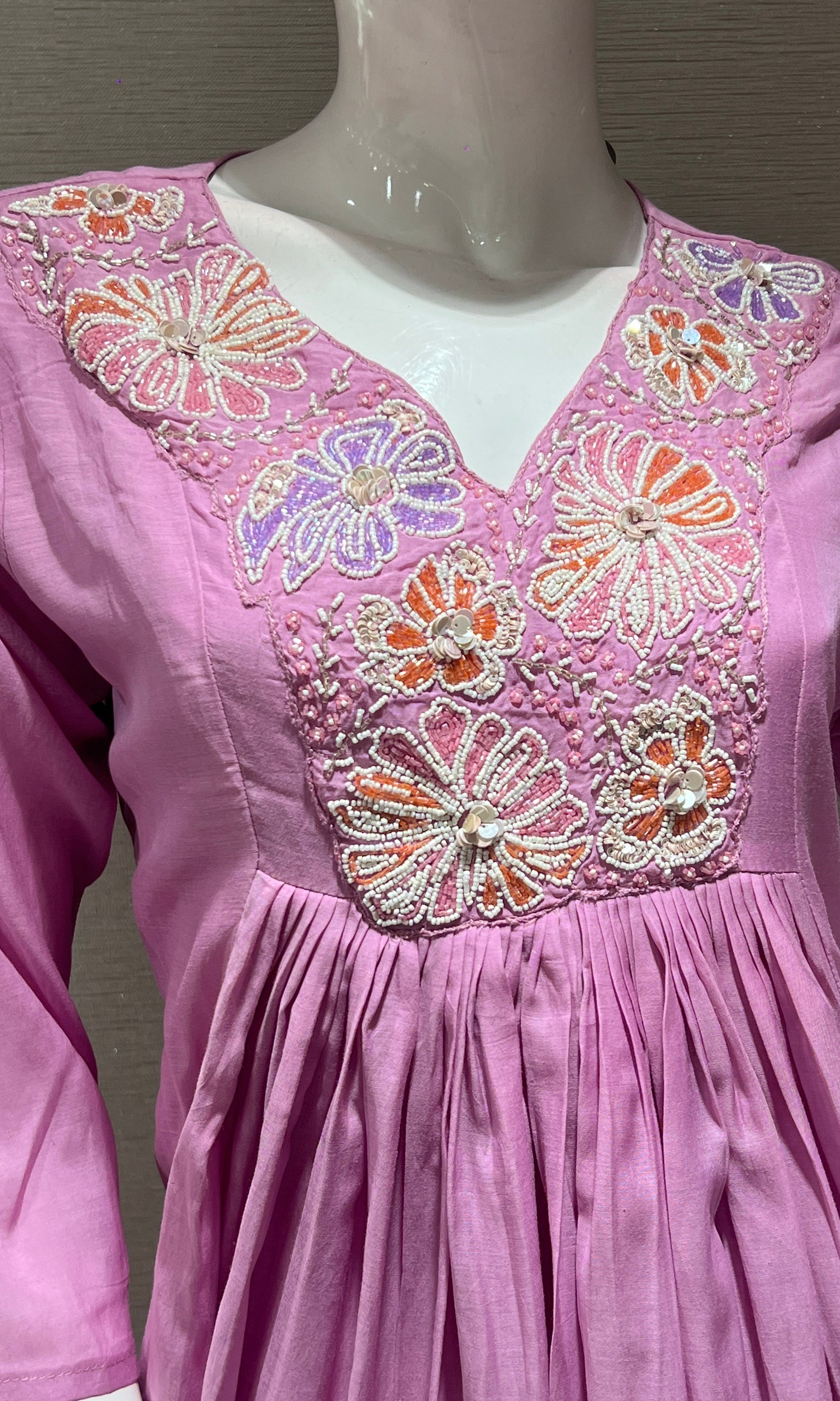 Lavender FLORAL NECKLINE kurta set