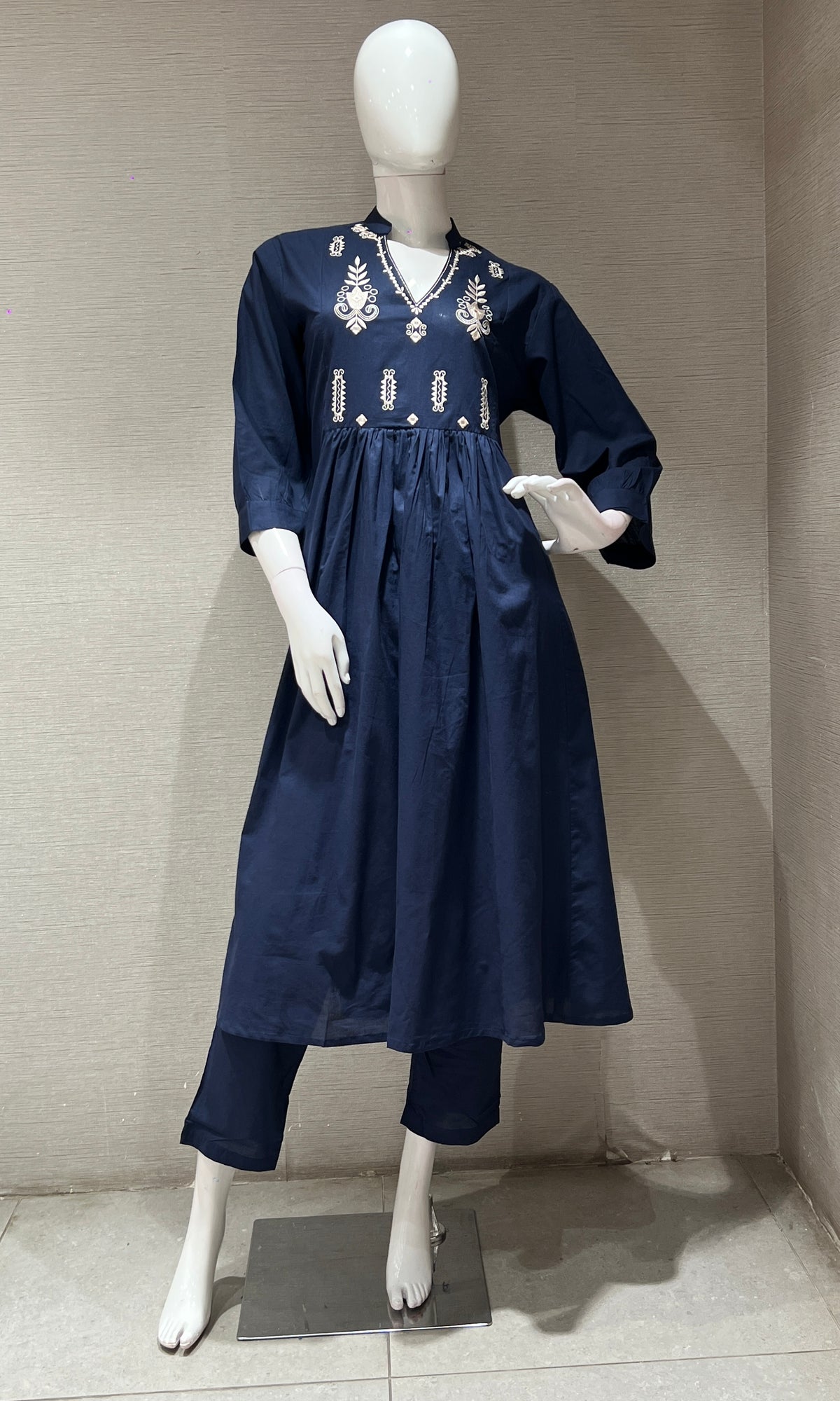 blue Chanderi kurta set