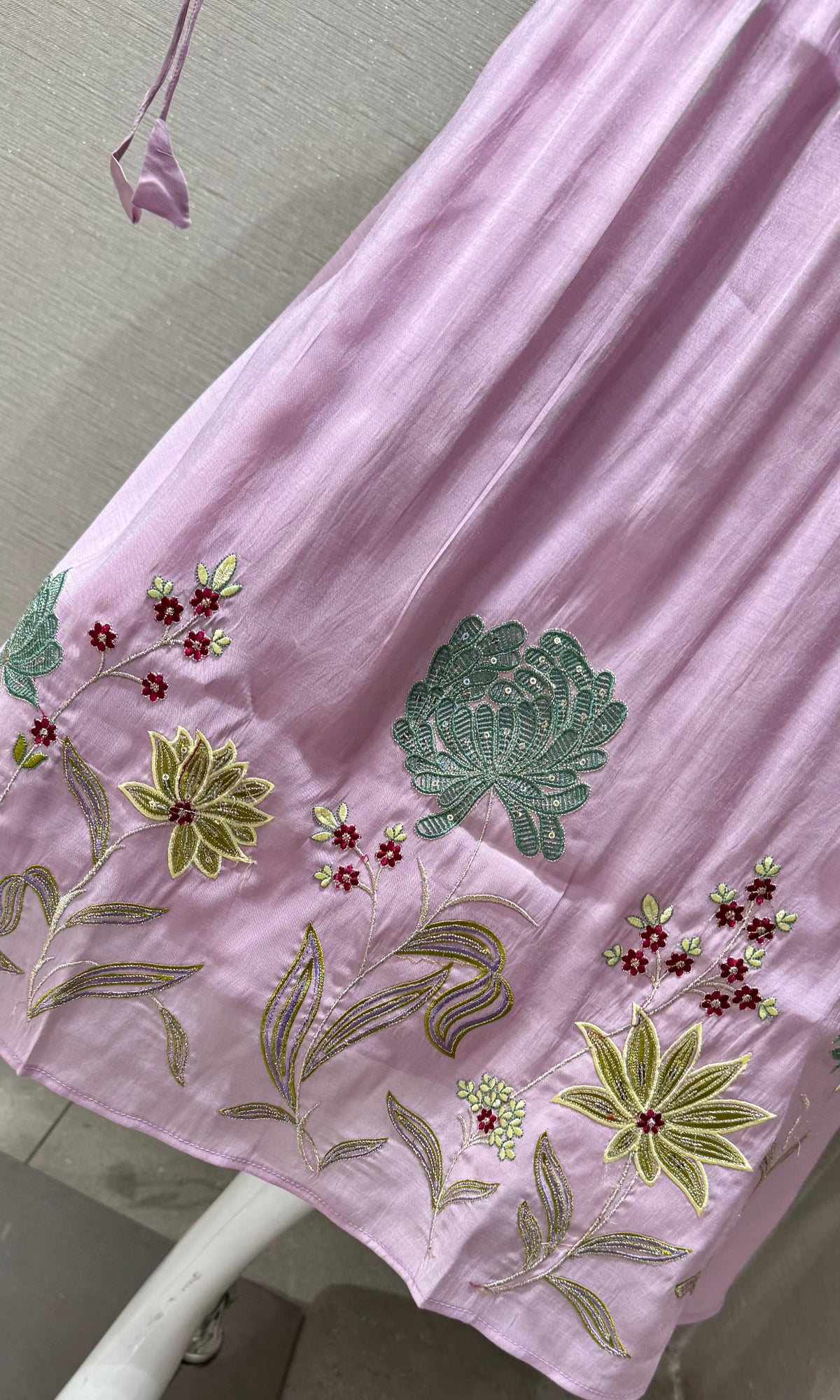 Lavander cotton Kurti top with blue Florals