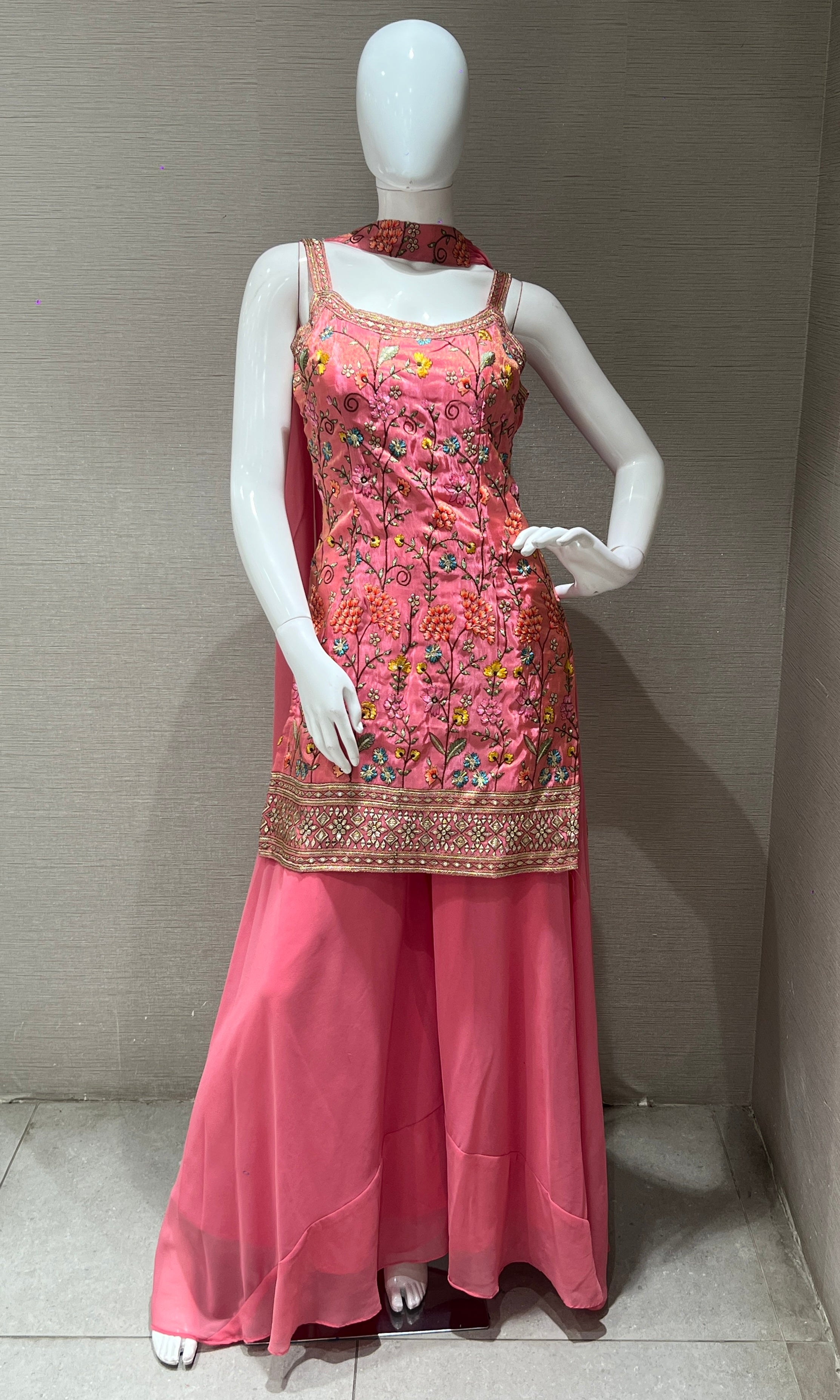 Light Pink Embroidered sharara palazzo