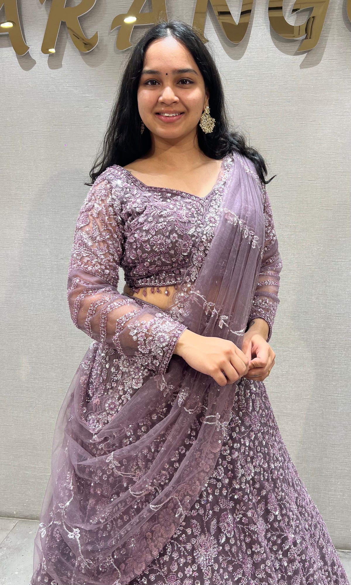 Lilac Floral Embellished Lehenga Set