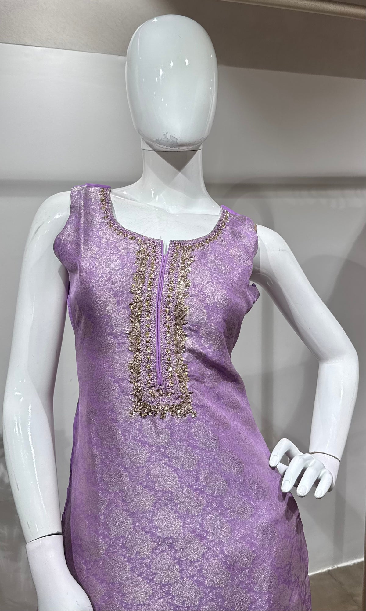 Lavender brocade kurta set