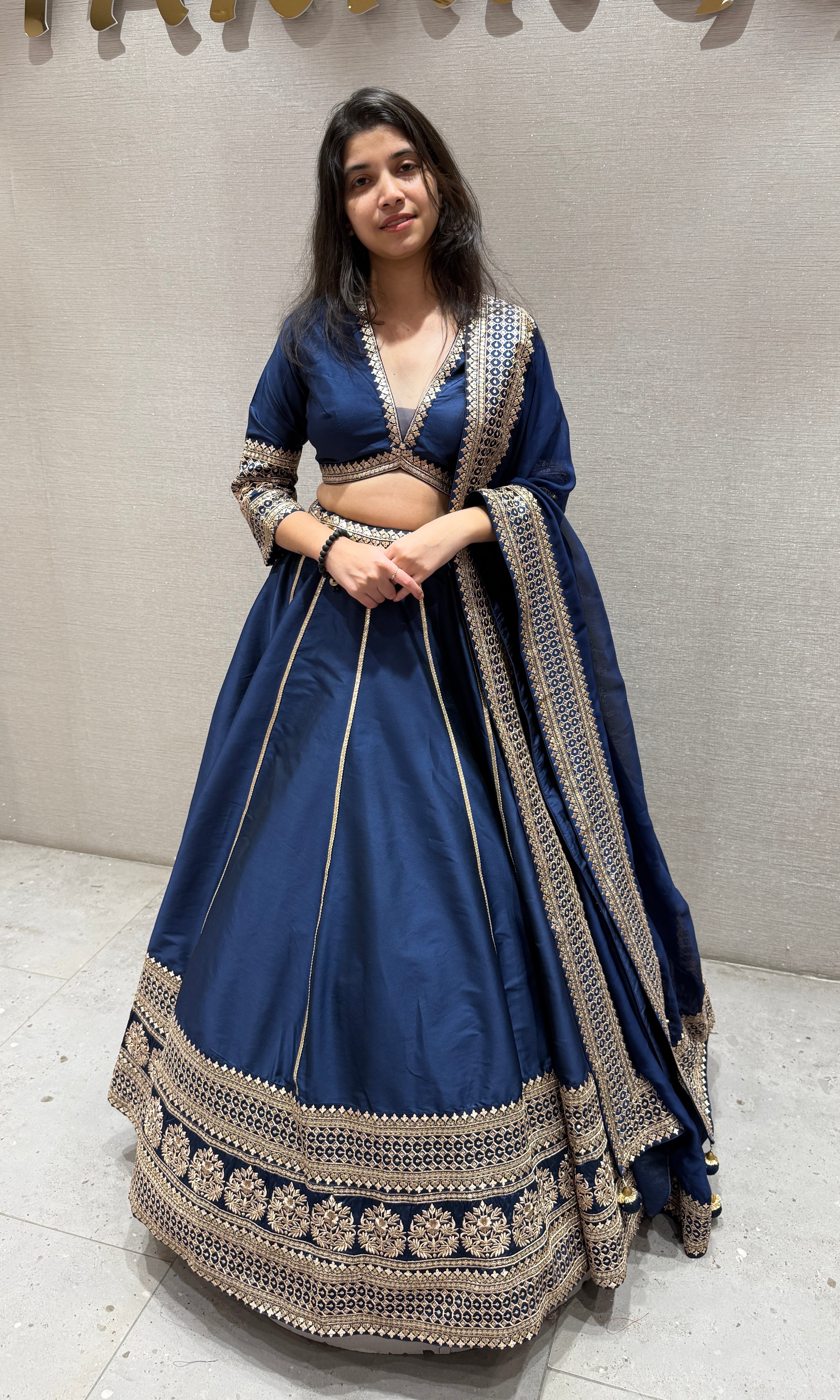 ROYAL BLUE RAW SILK LEHENGA