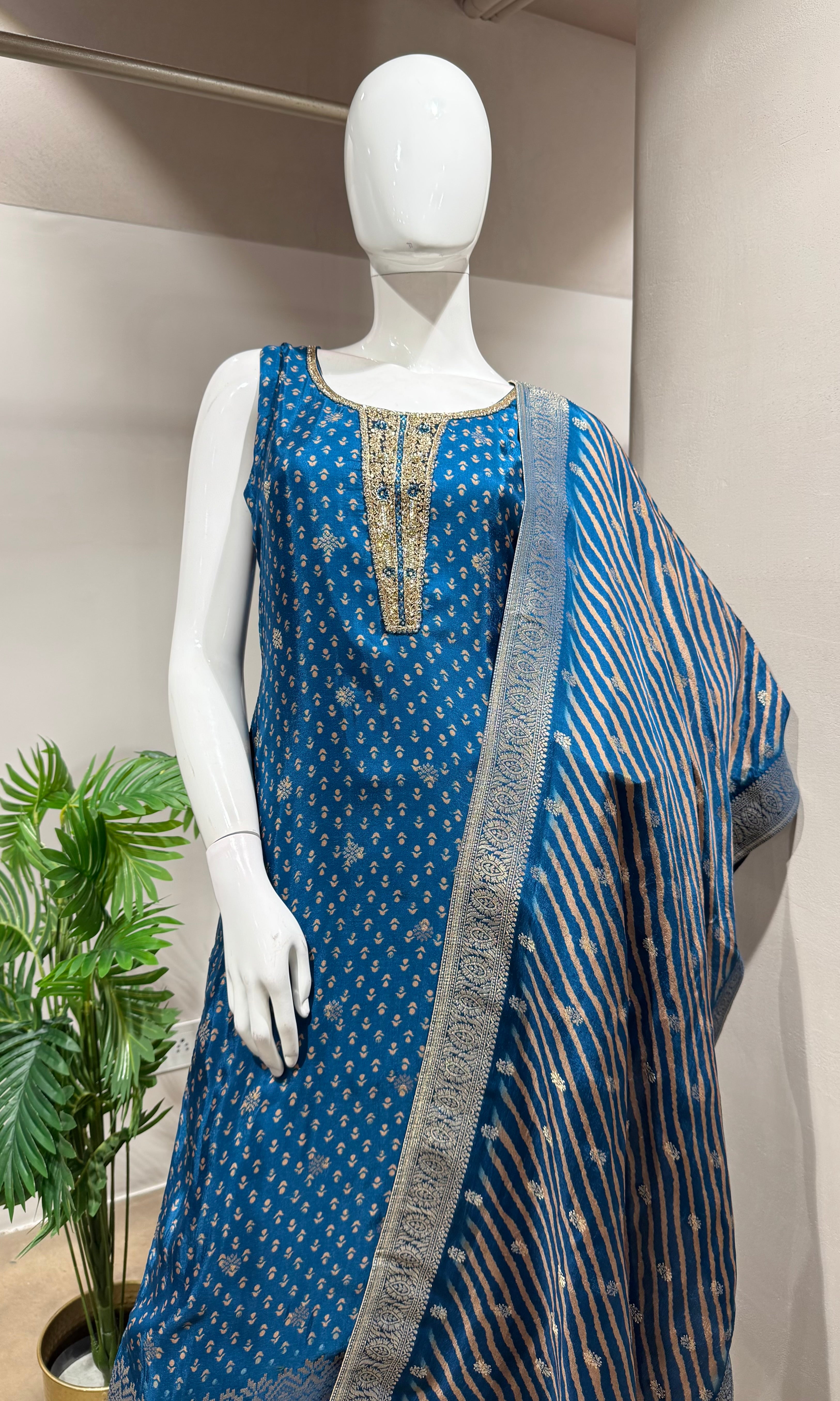 RAMA Blue Embroidered KURTA Set