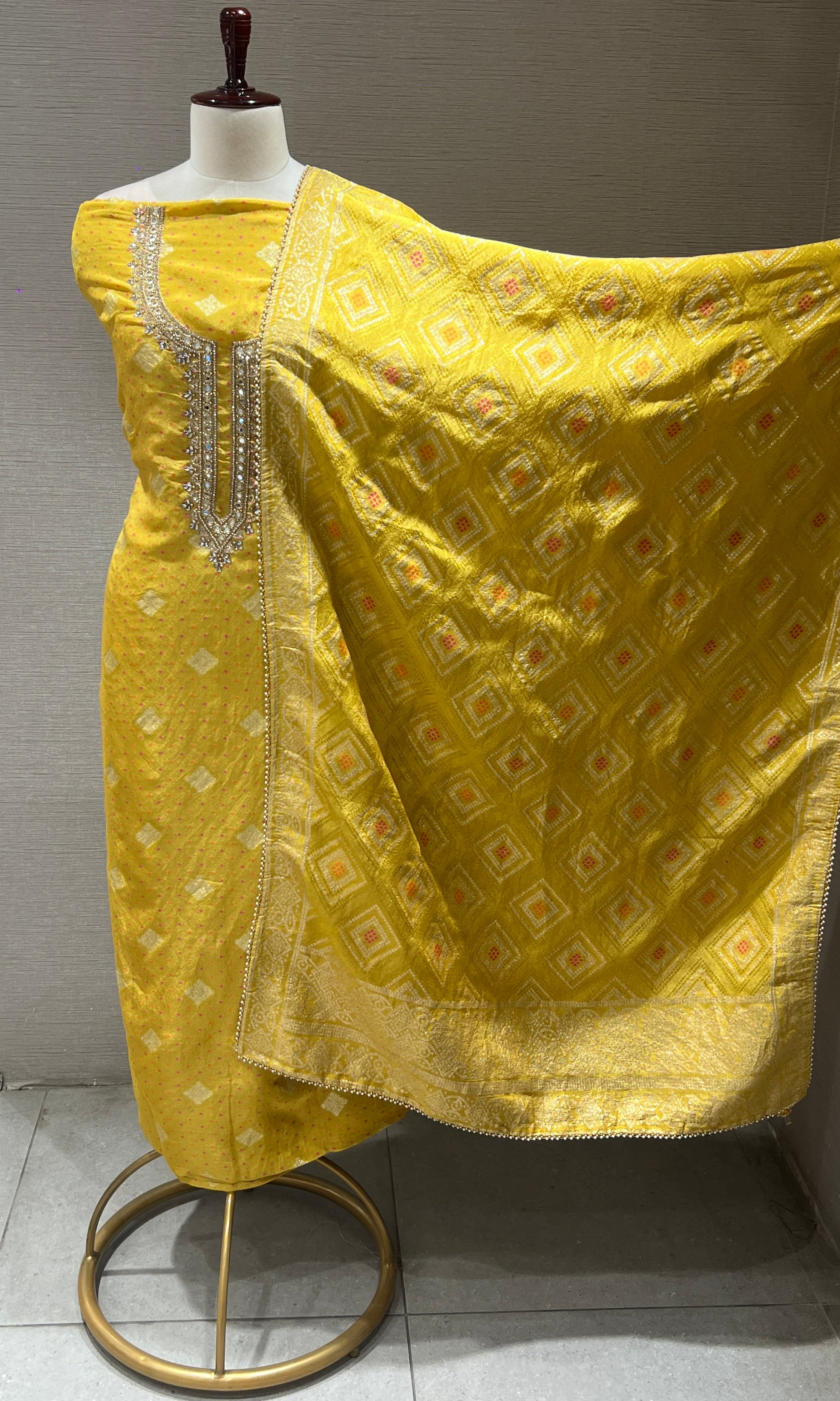 yellow Party Wear Dress Material