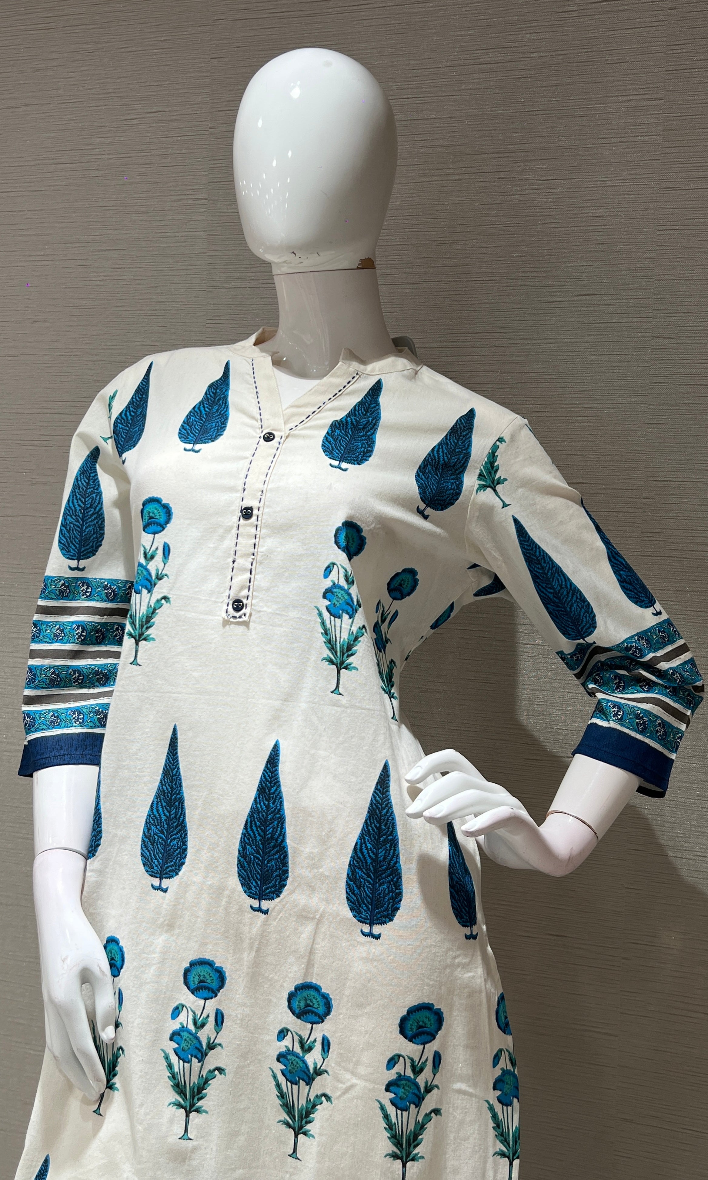 Cream ETHNIC PRINTED kurta set