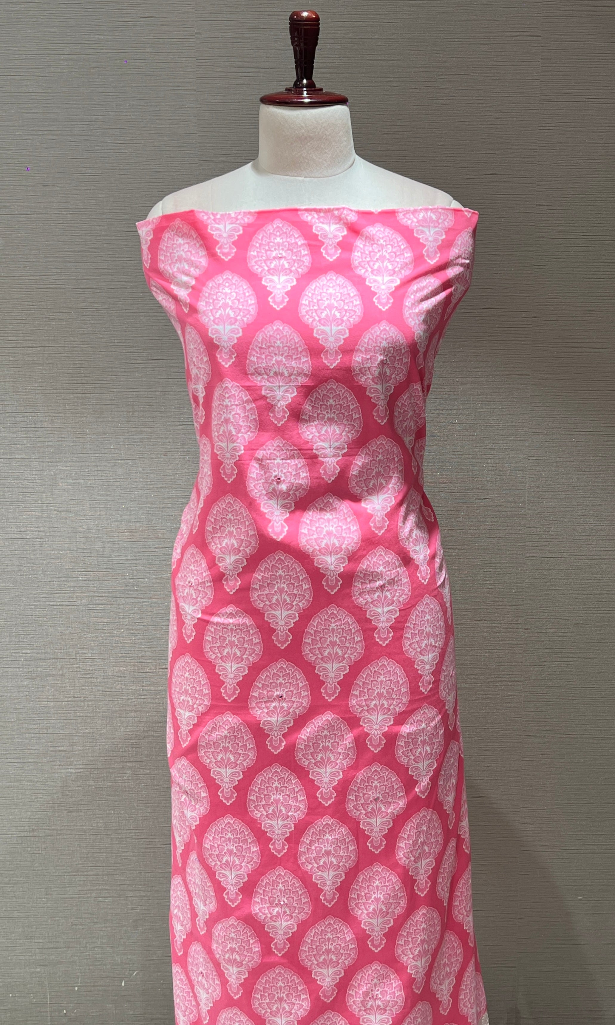 Baby Pink and White Embroidered dress material