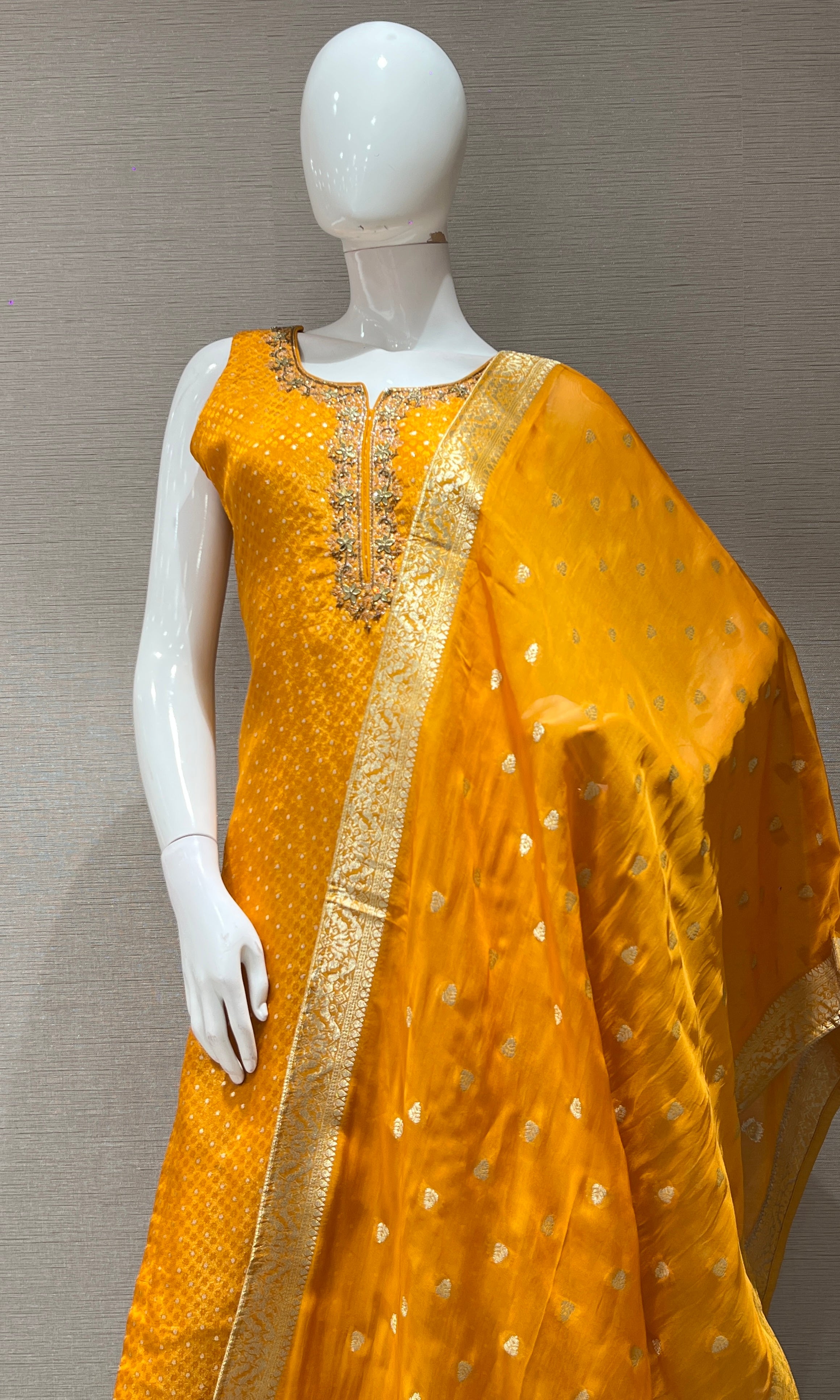 Mustard yellow golden kurta set