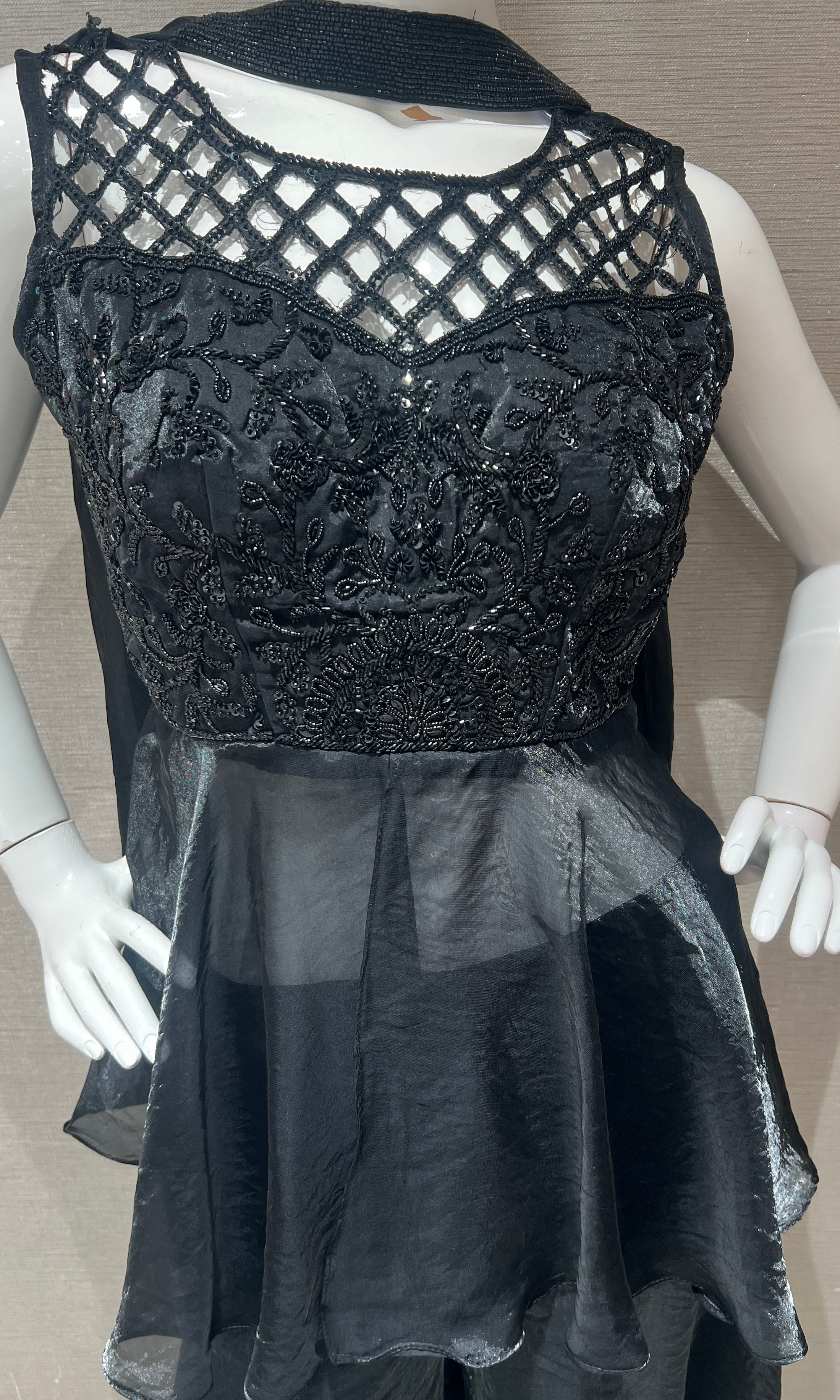 Black Embroidered Peplum palazzo set