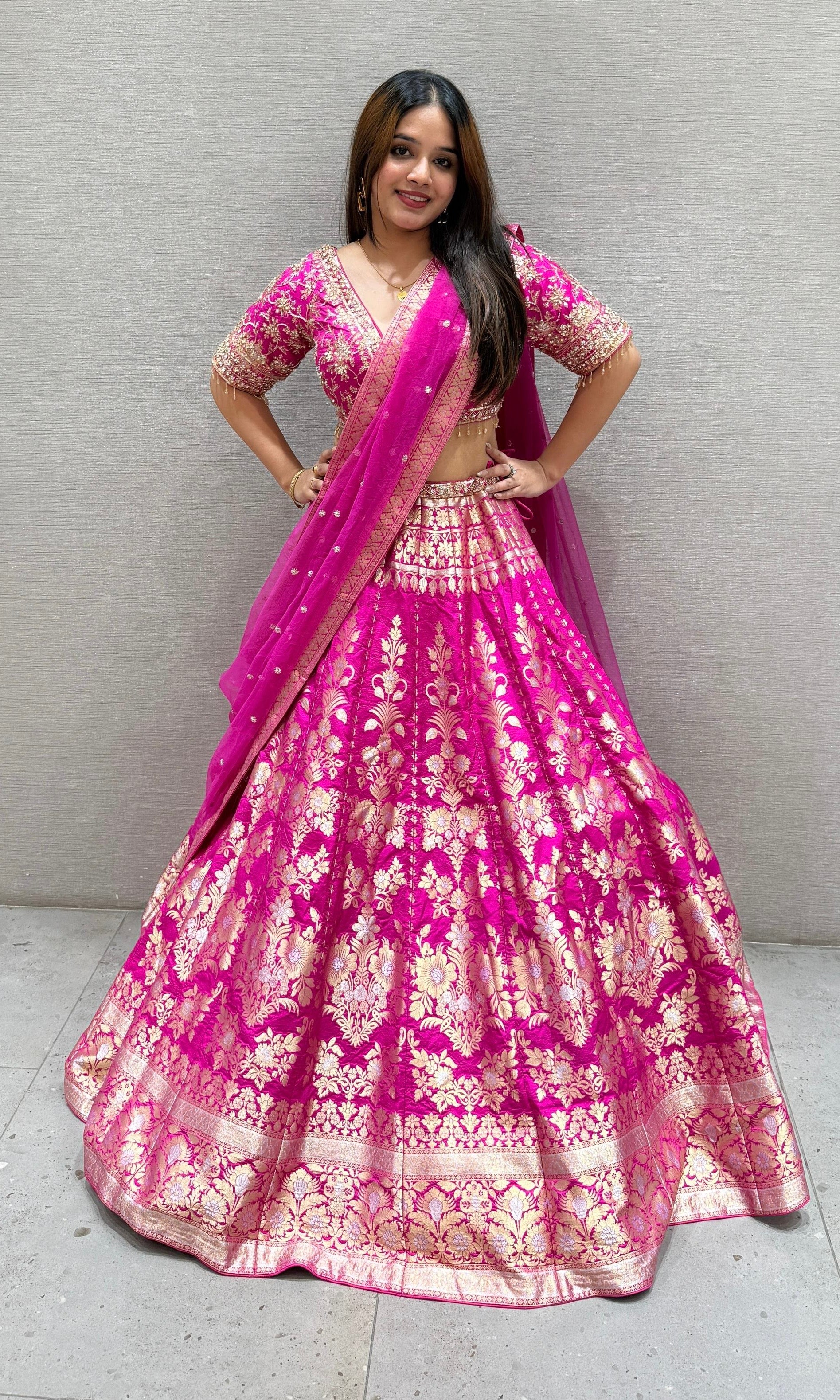 Pink Banarasi Lehenga