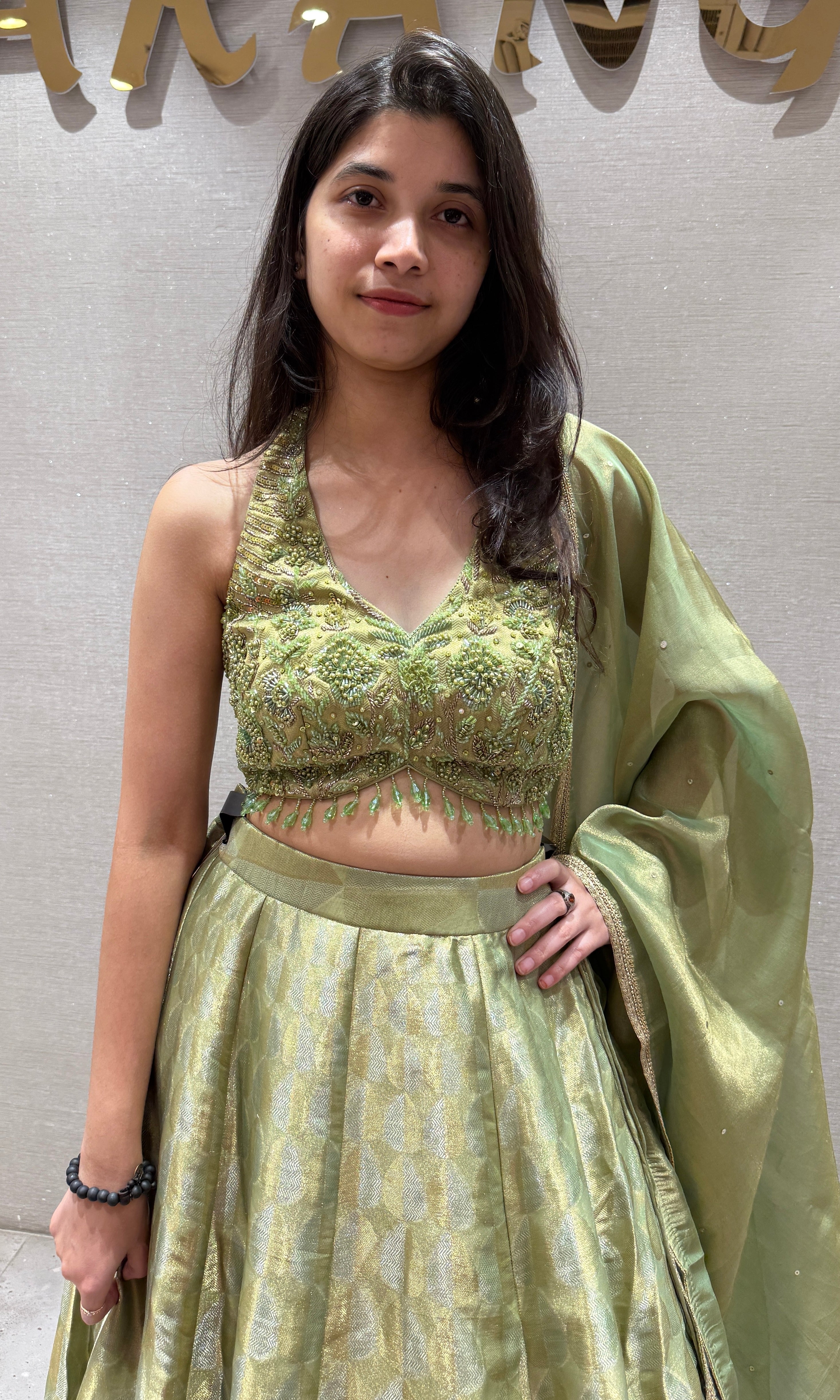 Pistachio Green Embroidered Lehenga Set