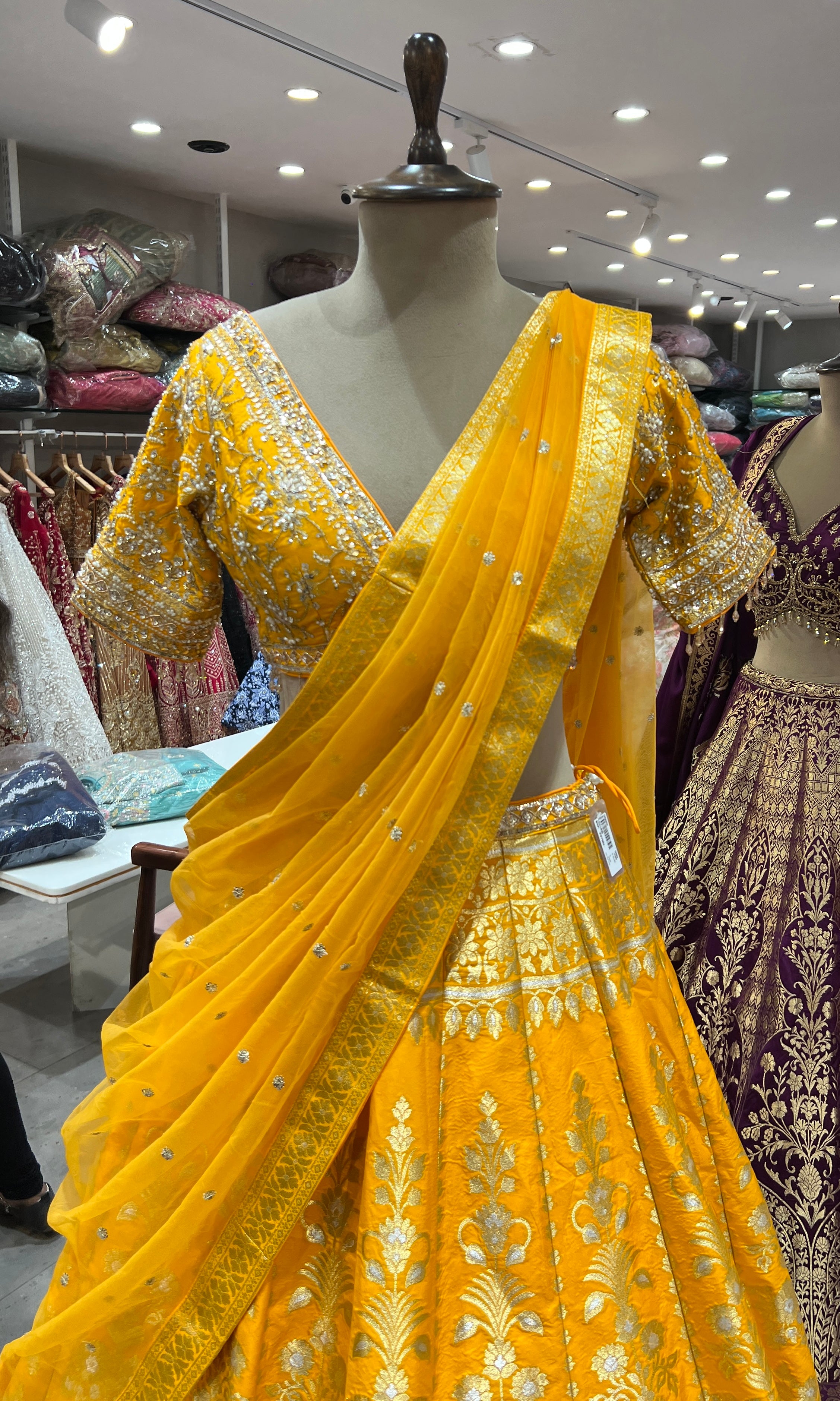 Yellow Floral Print embellished lehenga