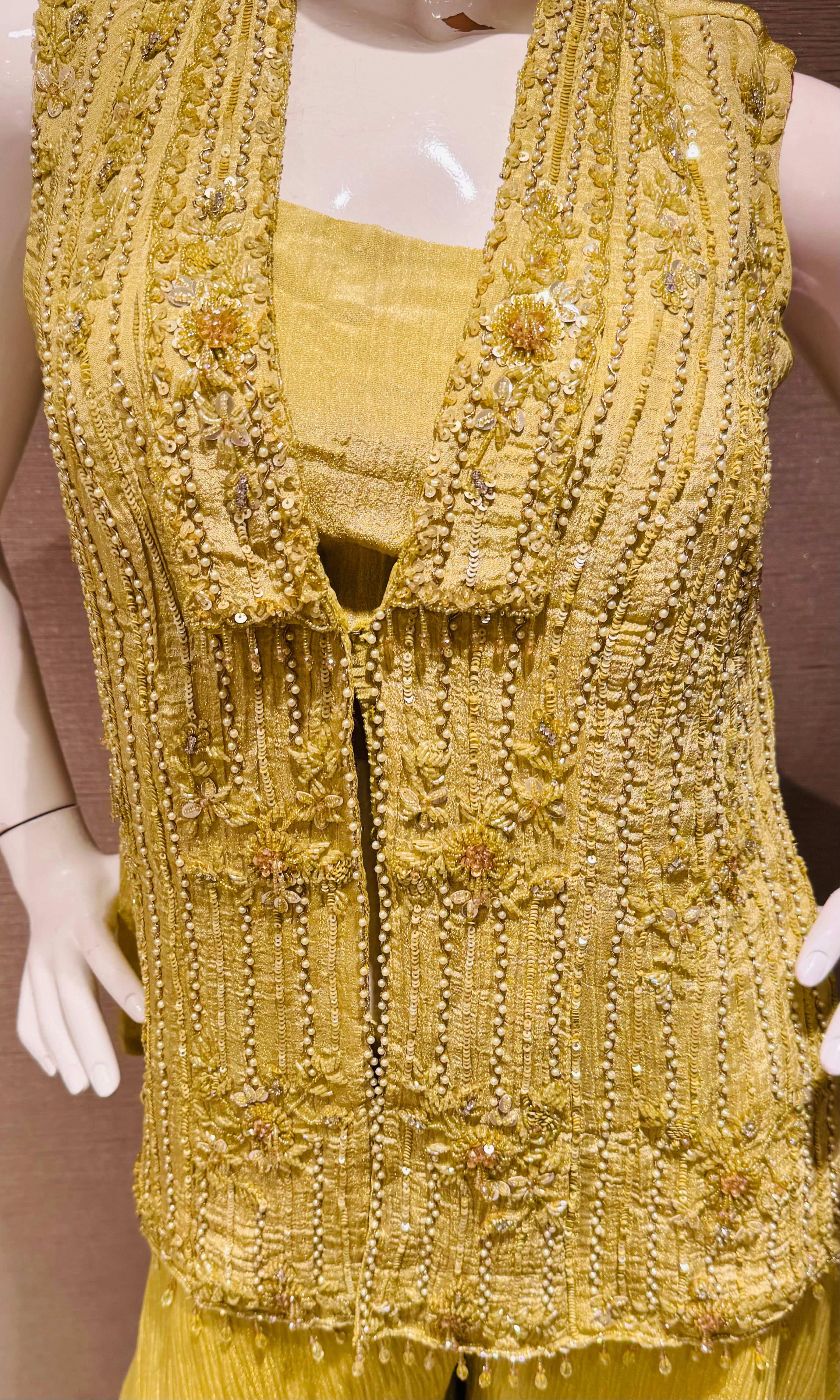 Mehendi Green Embroidered Shrug & Palazzo Set