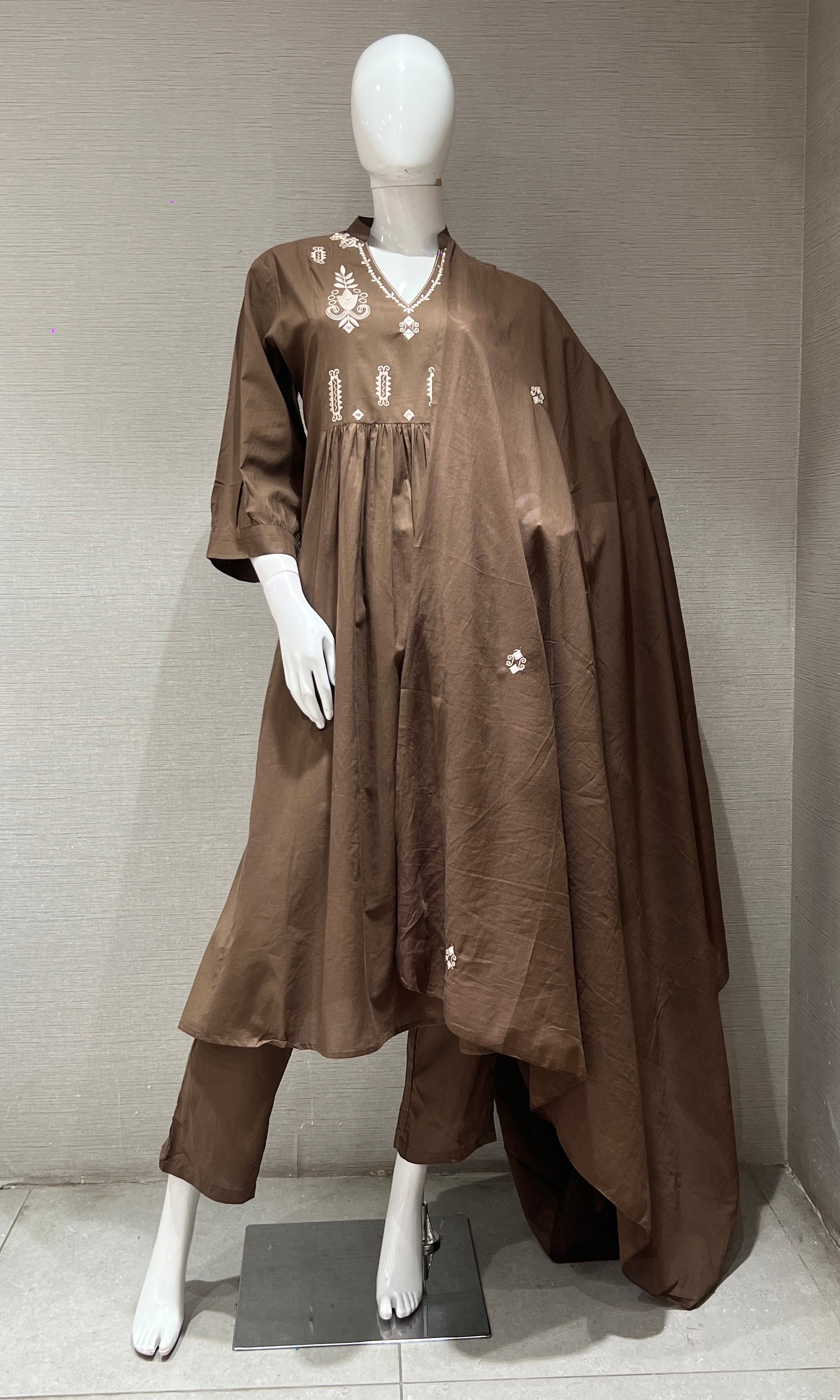 Light brown CHANDERI kurta set