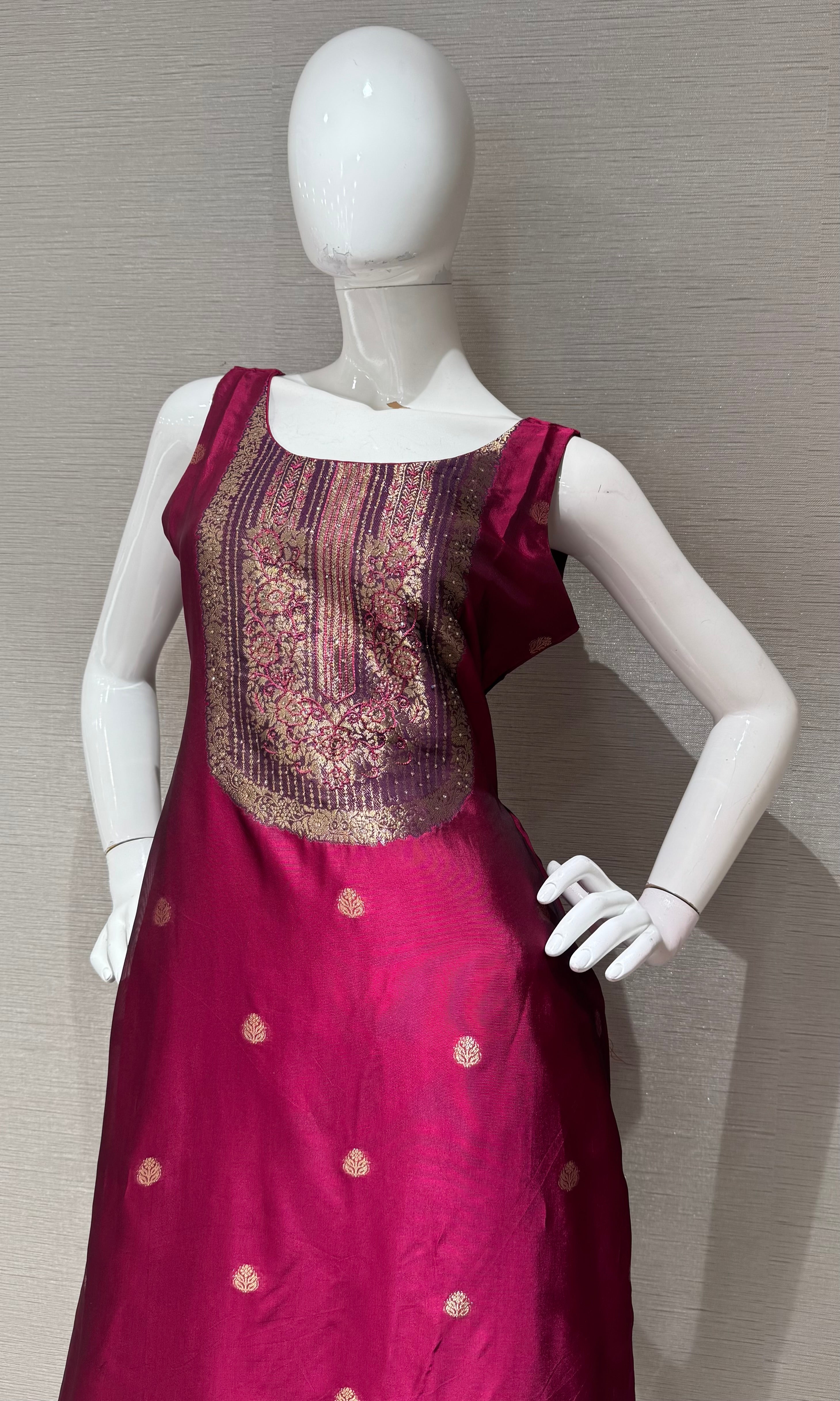 Royal Wine Fuchsia Zari Embroidered Kurta Set