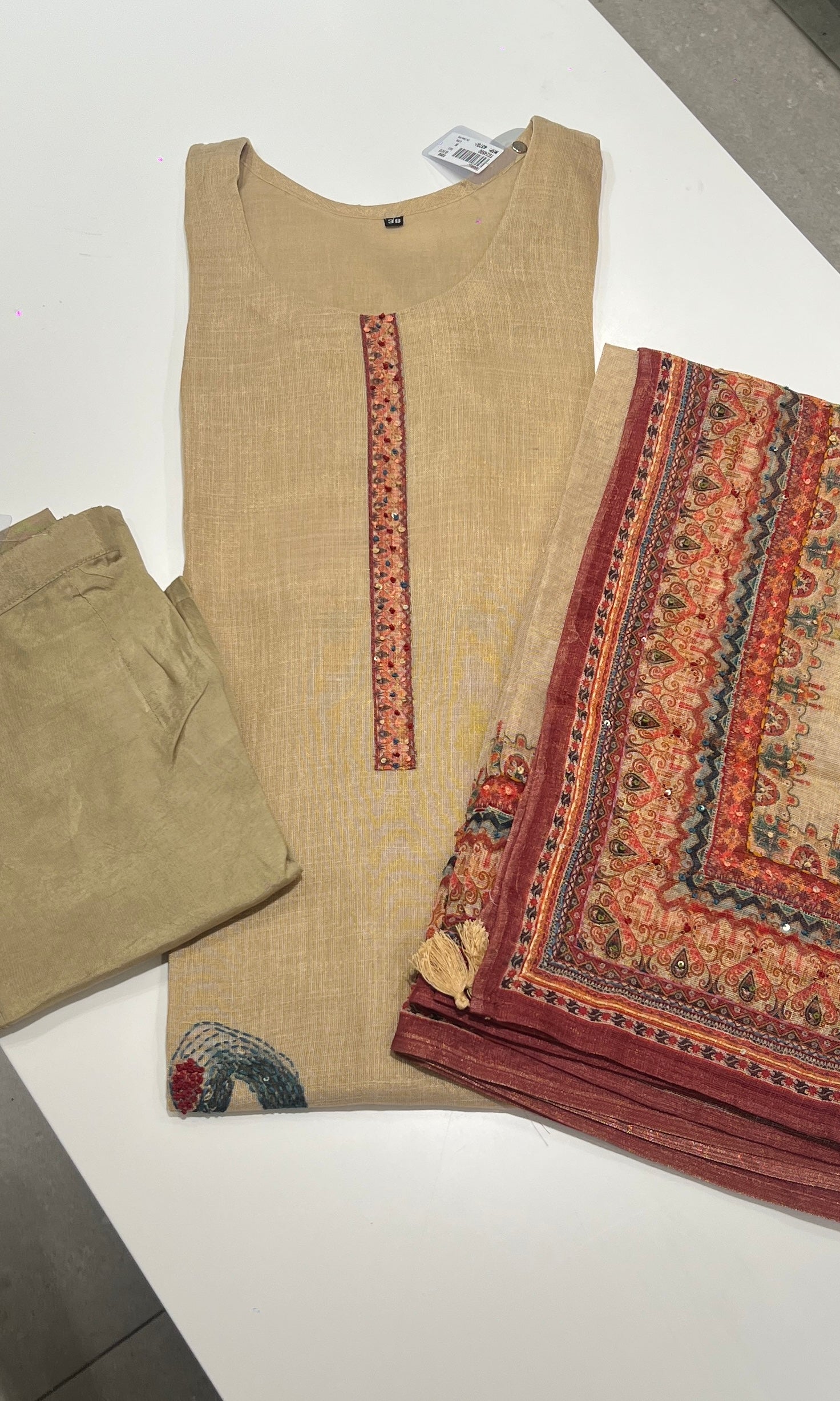 Gold KURTA SET with Artistic Printed Dupatta