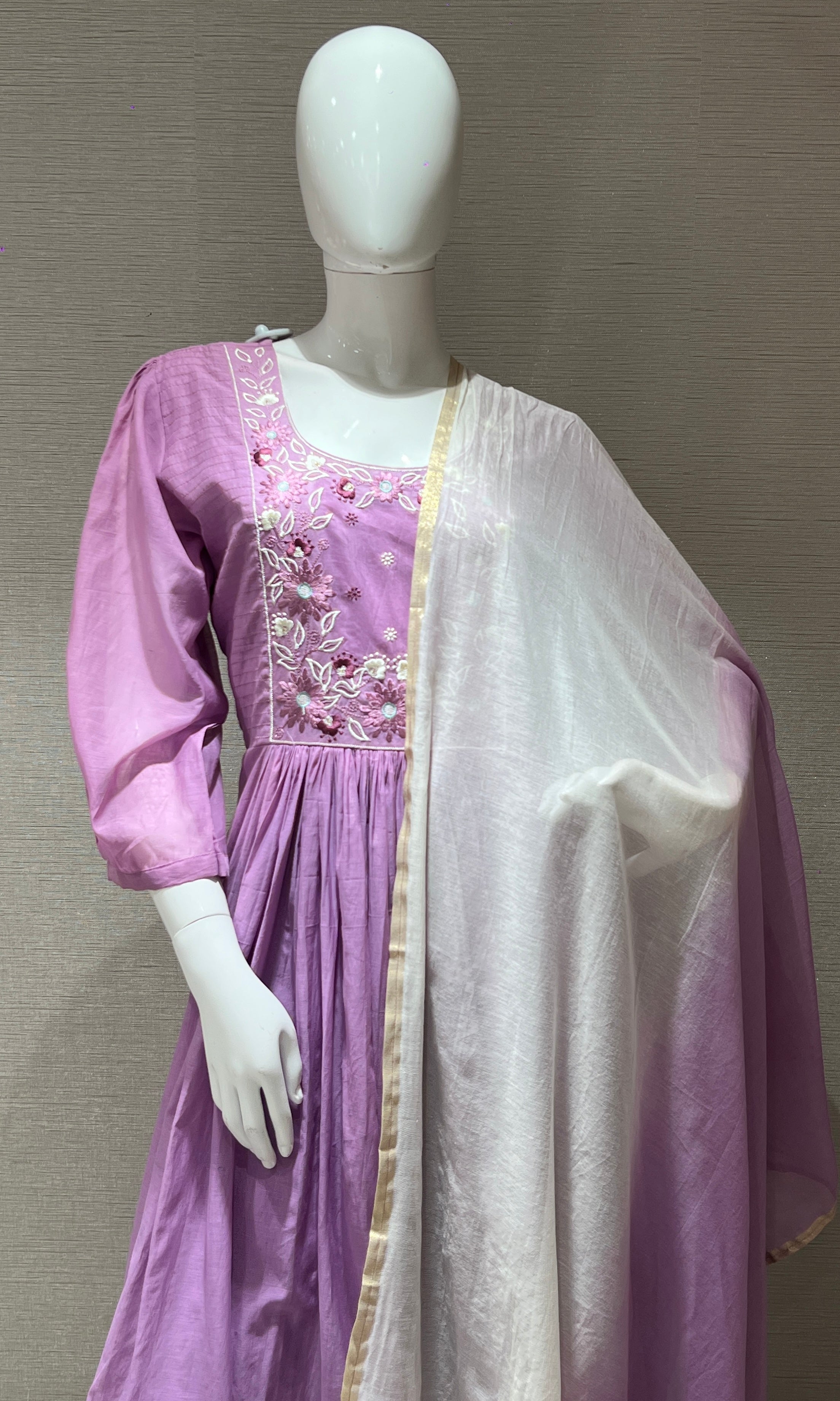 Purple Mul Chanderi kurta set