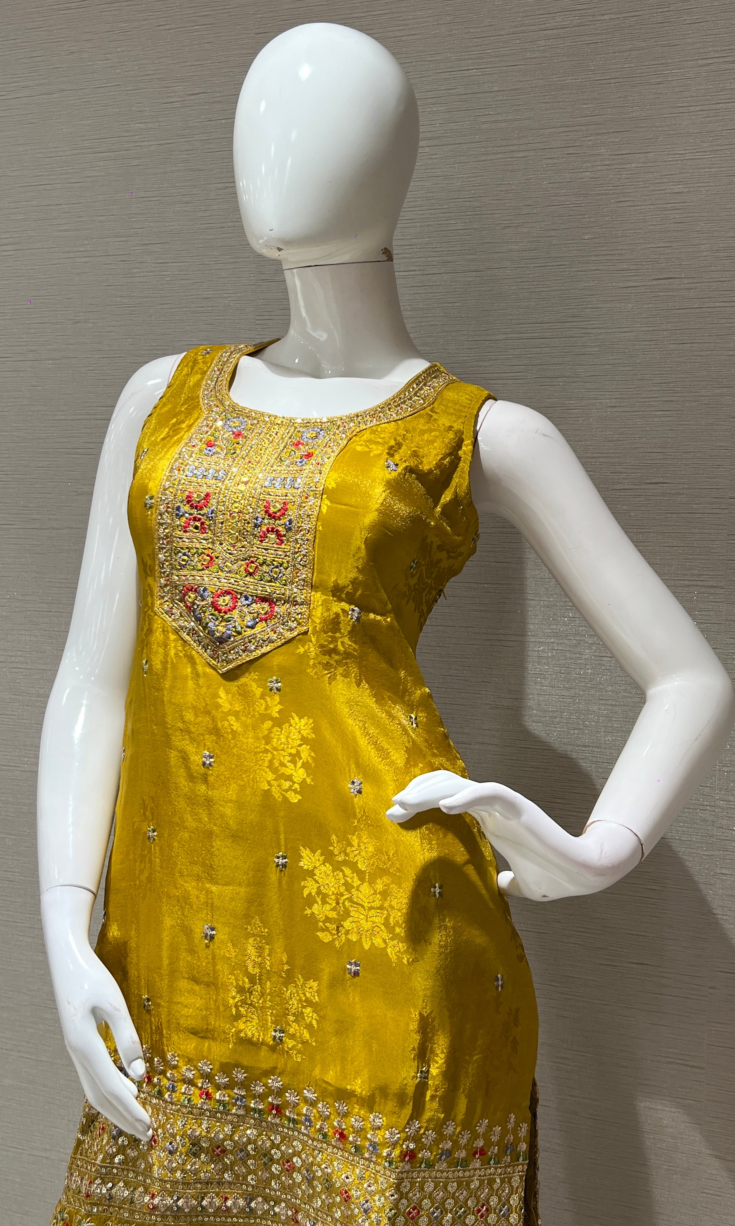 Yellow Golden Glow Embroidered Sharara Set