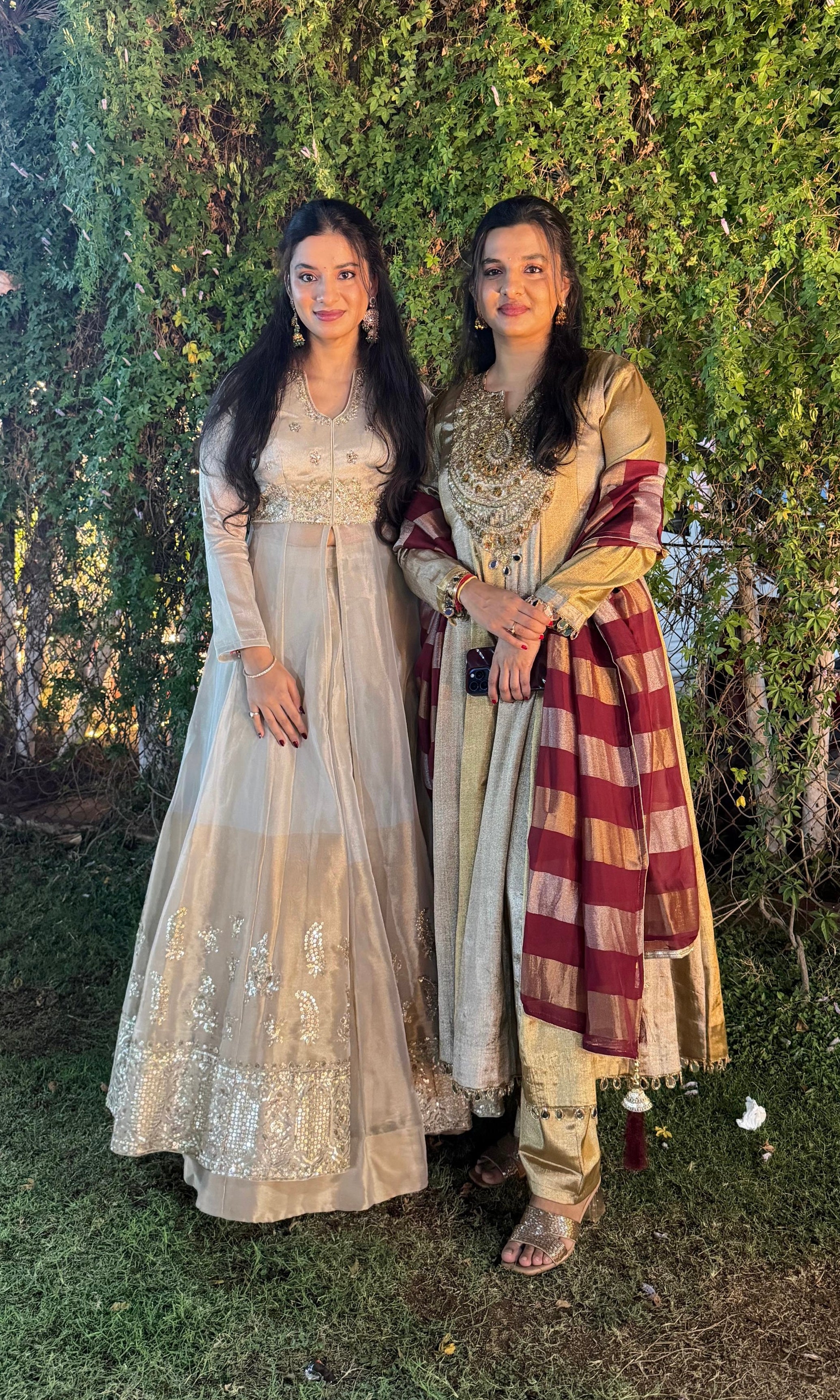 Half white FRONT SLIT EMBELLISHED ANARKALI