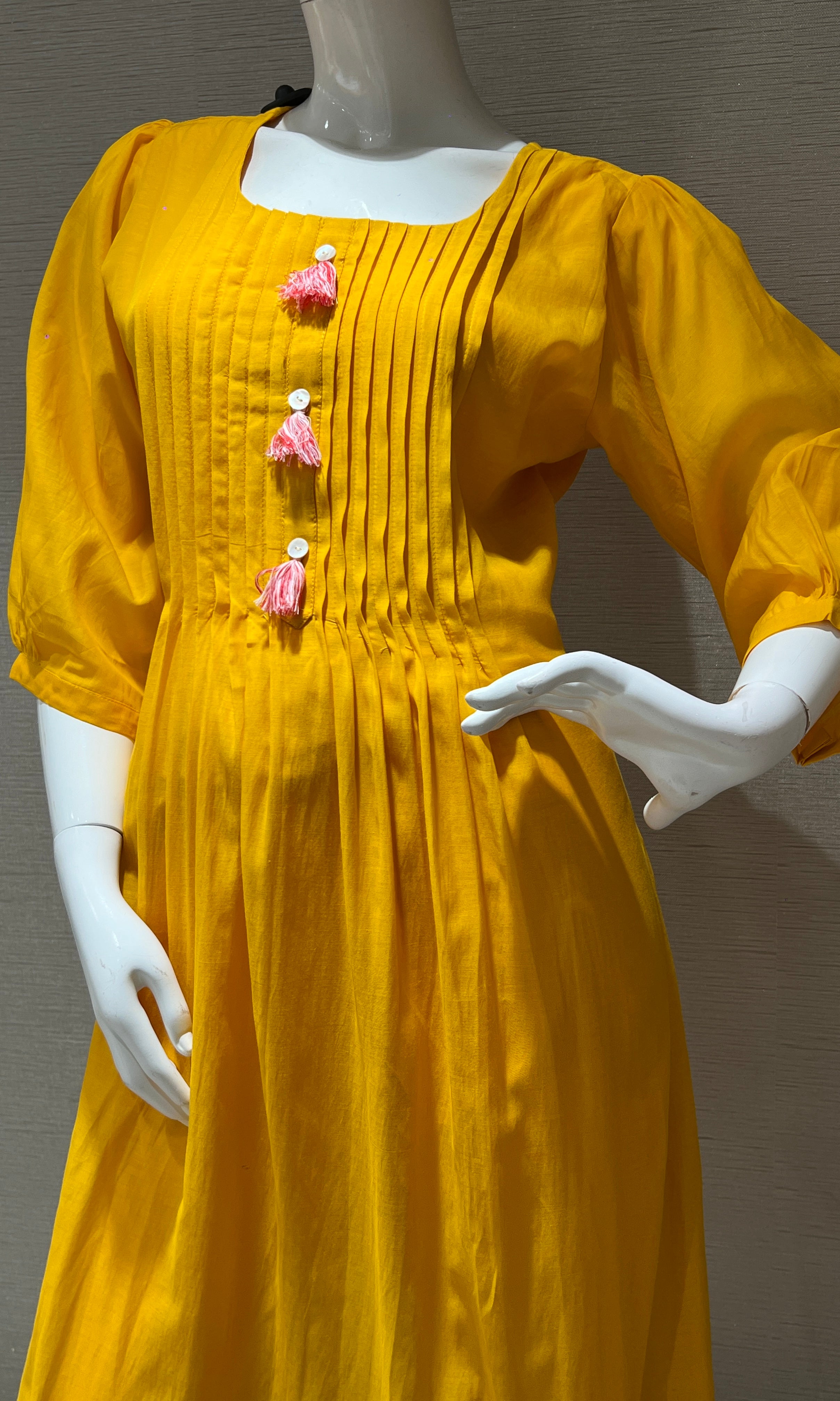 Yellow Mul Chanderi kurta set